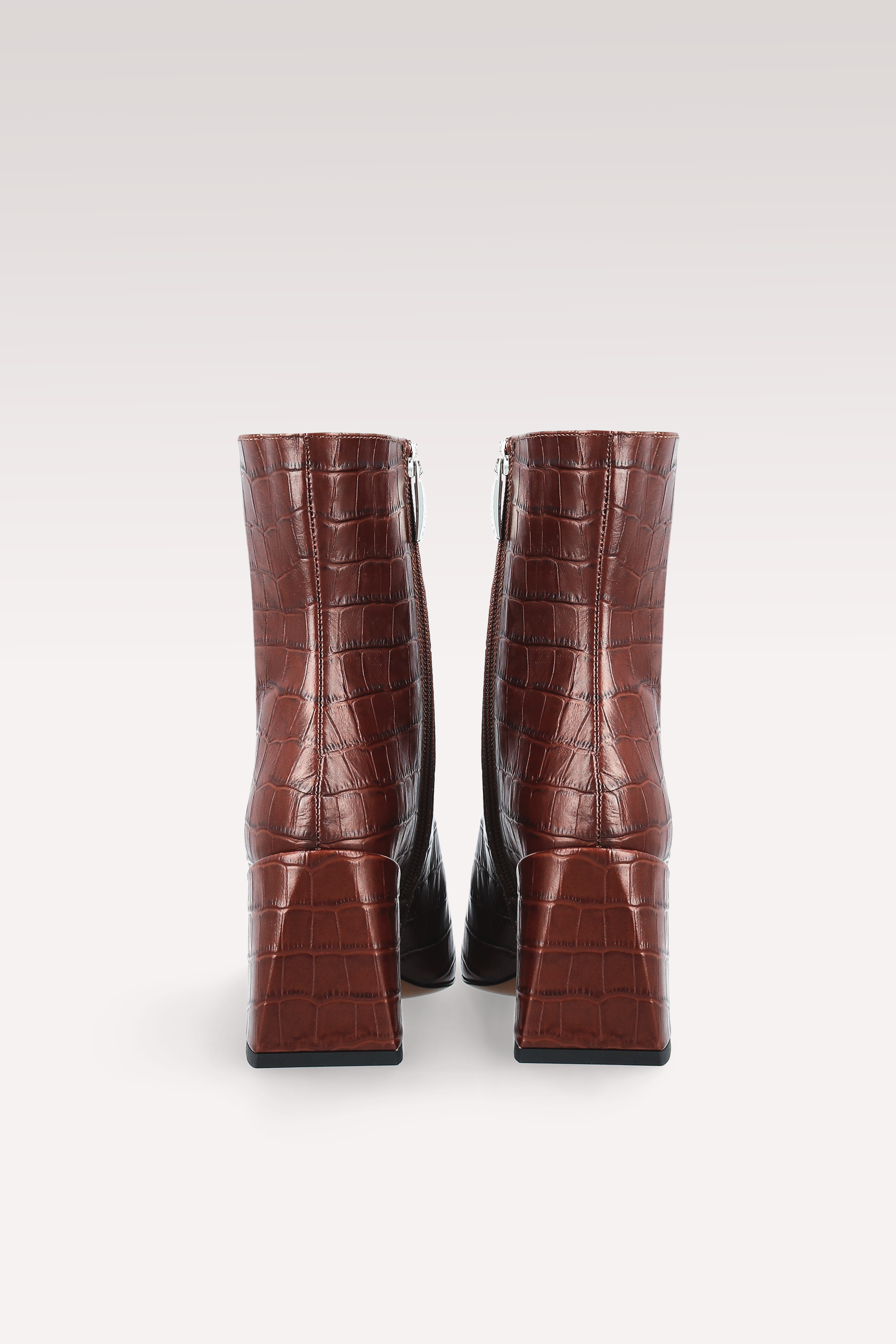 JOLIE 01 BROWN CROCO EMBOSSED LEATHER ANKLE BOOTS