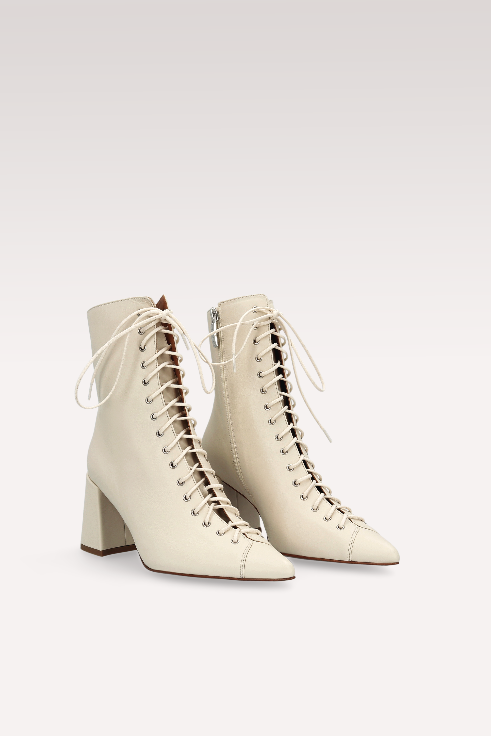 JOLIE 01 IVORY LEATHER ANKLE BOOTS