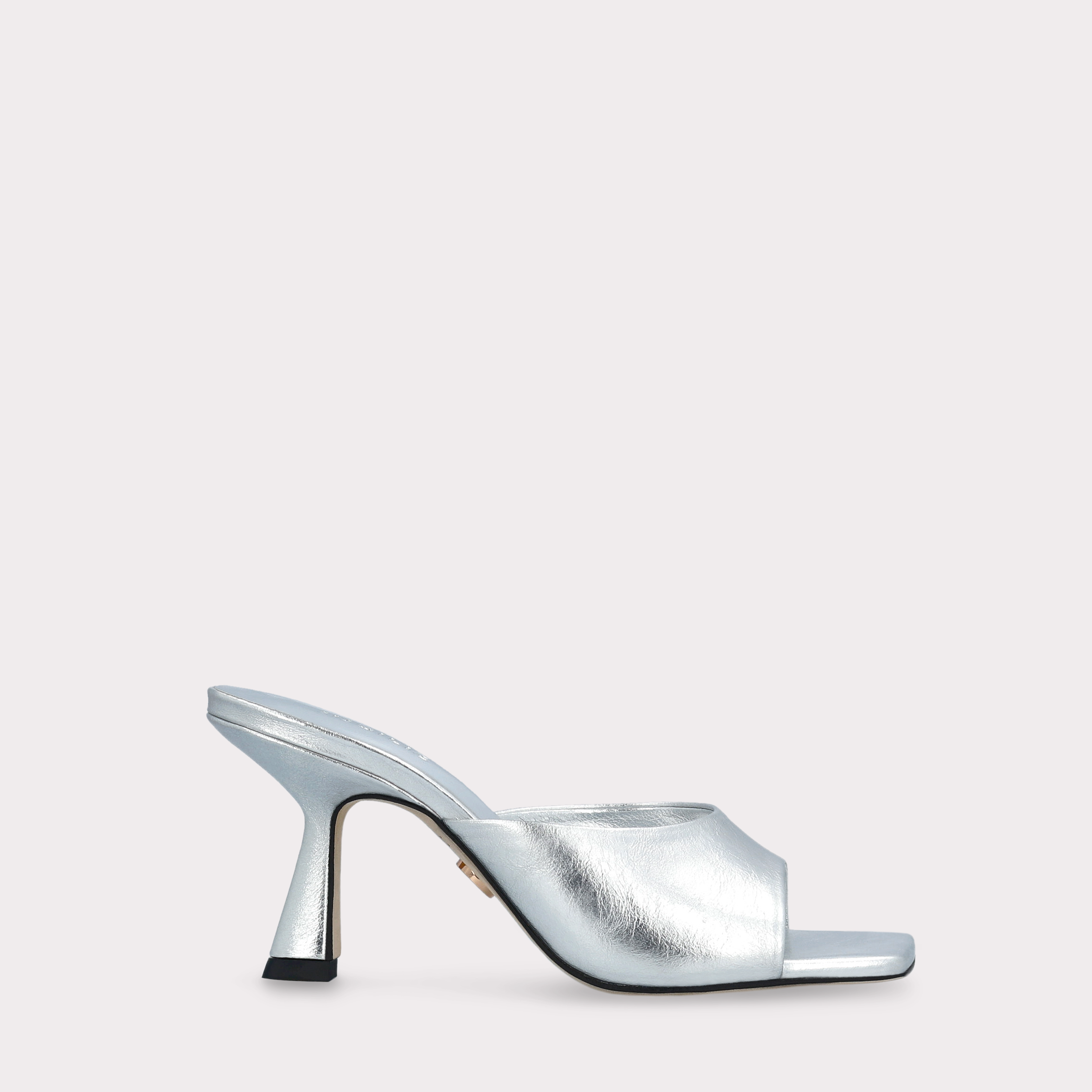 RENY SILVER METALLIC LEATHER MULES