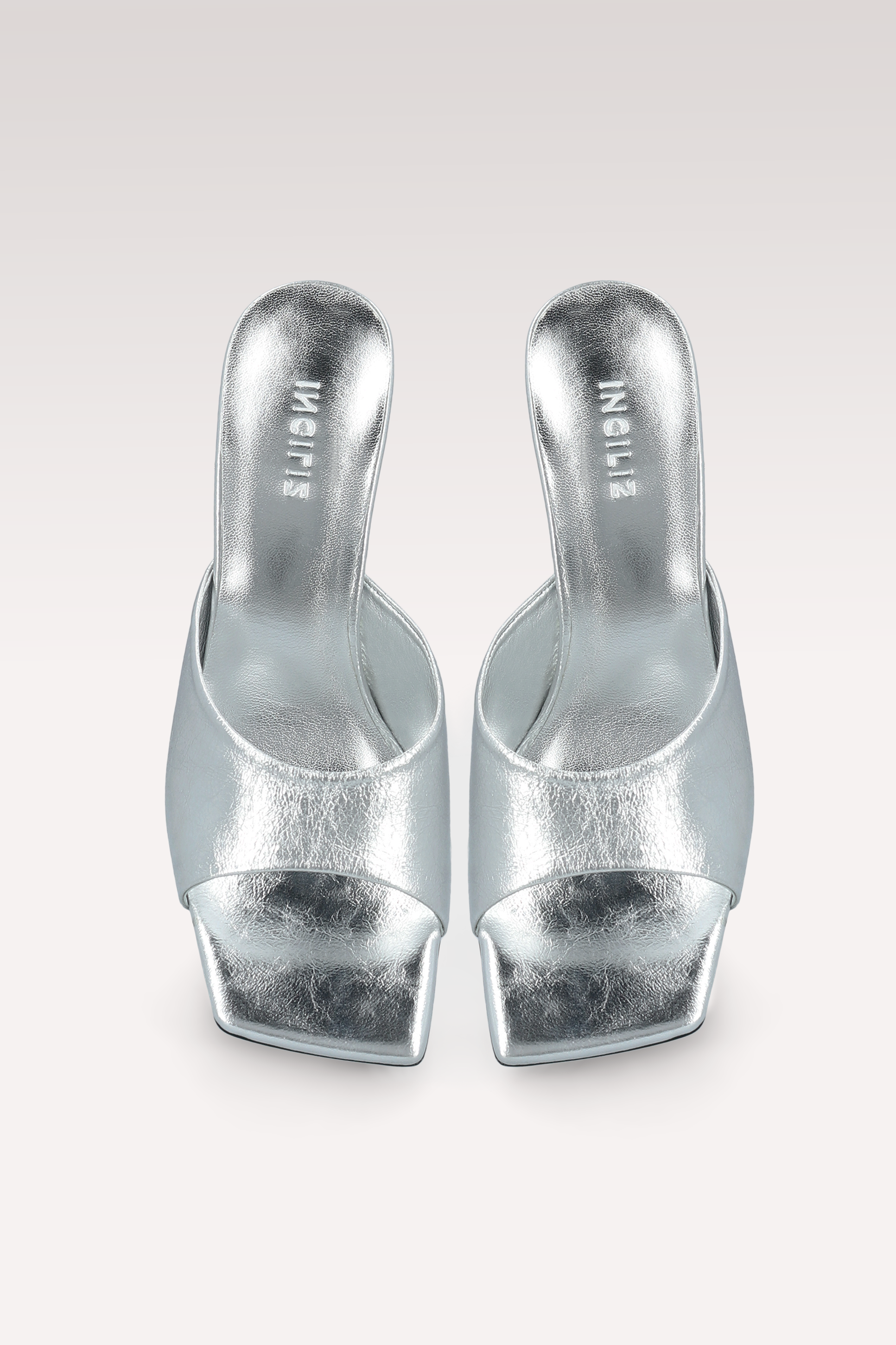 RENY SILVER METALLIC LEATHER MULES