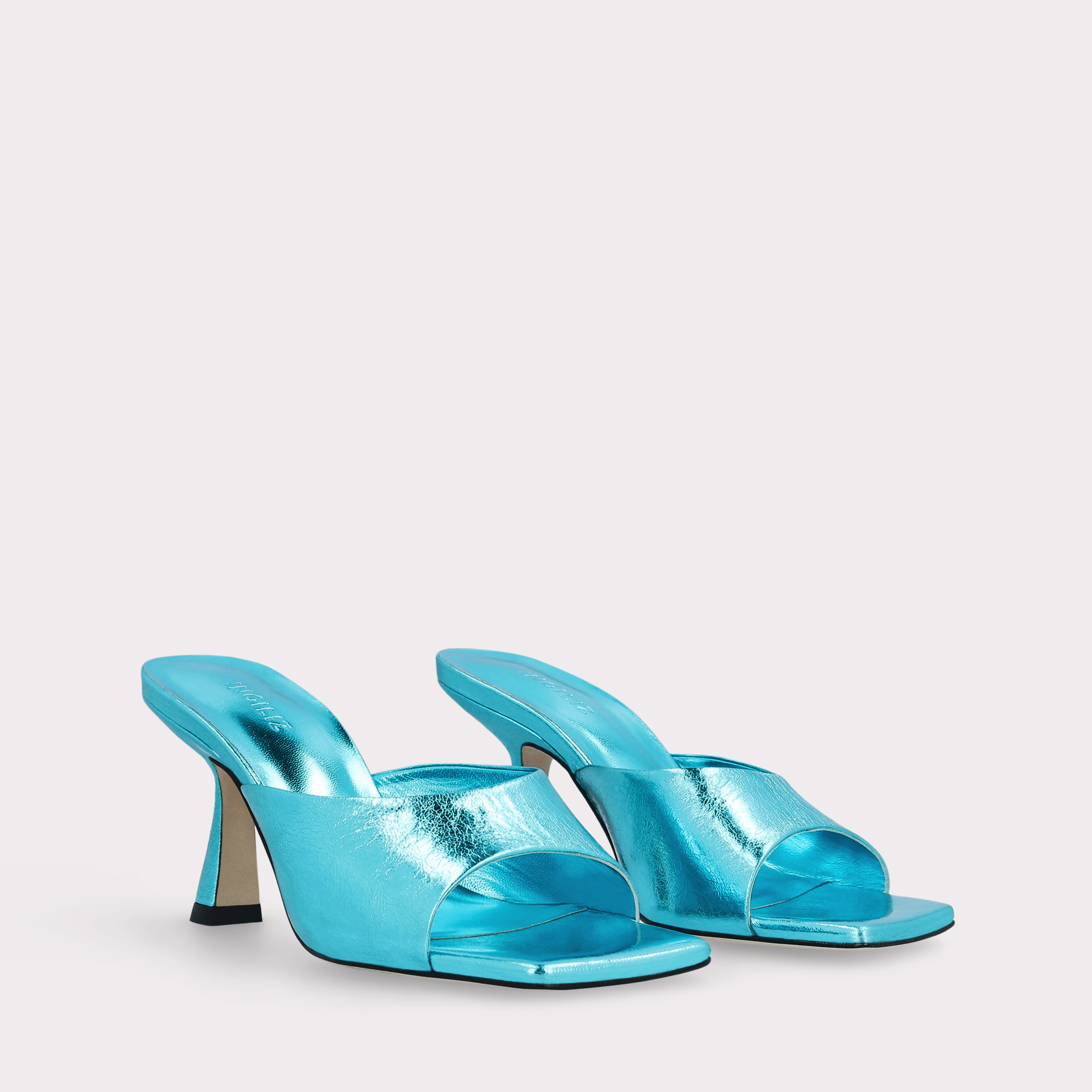 RENY BLUE METALLIC LEATHER MULES