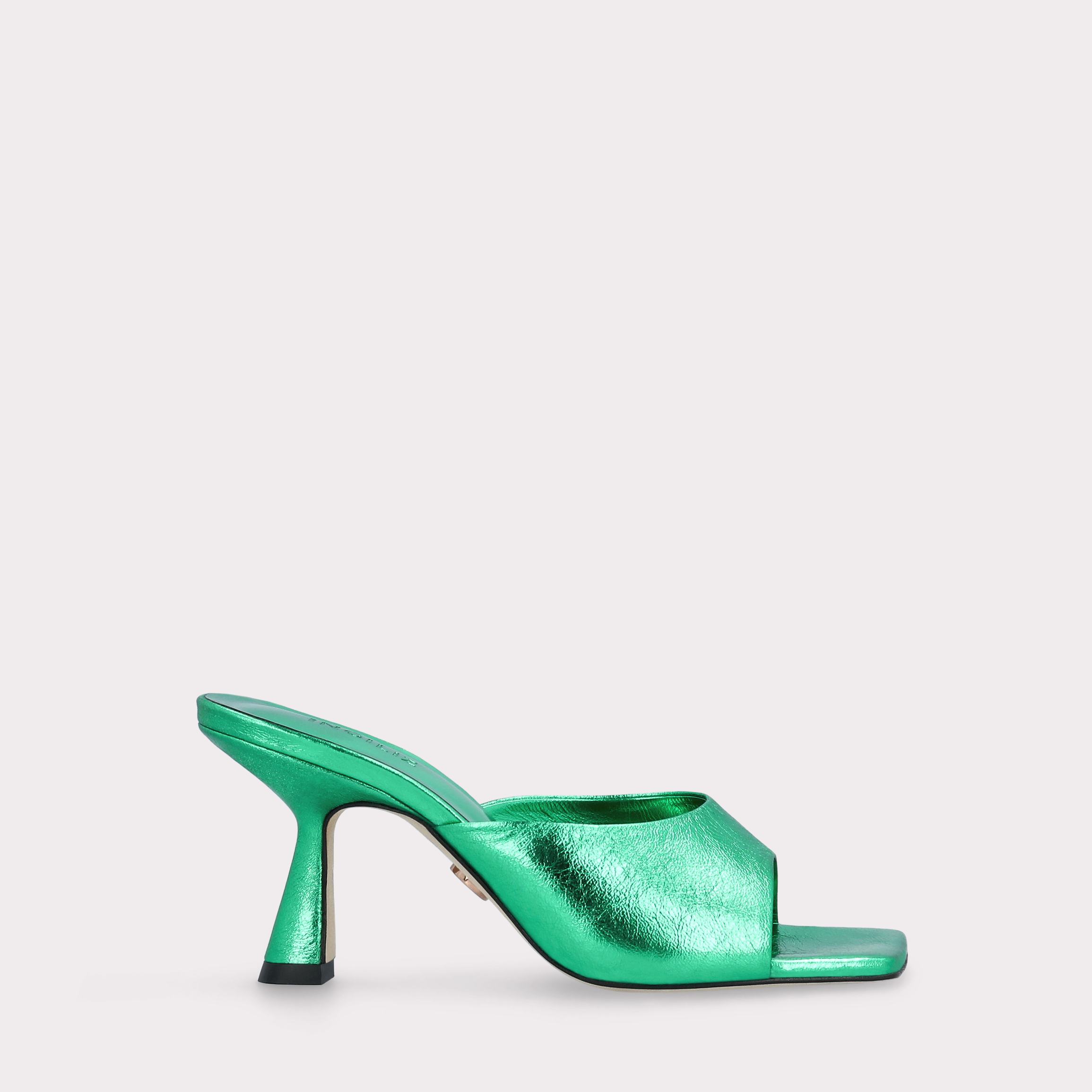 RENY CLOVER GREEN METALLIC LEATHER MULES