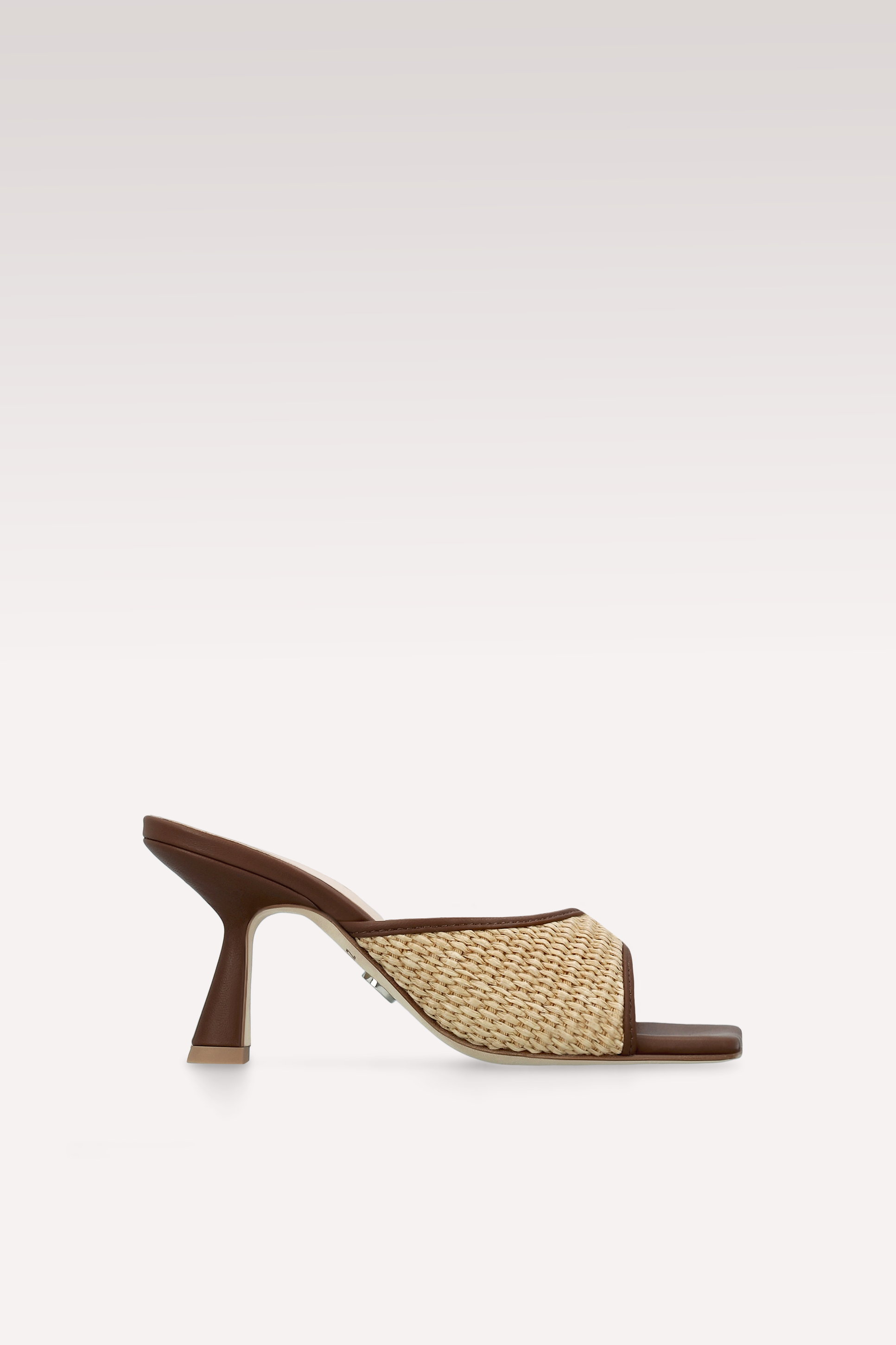 REY CHOCOLATE BROWN LEATHER AND
RAFFIA MULES