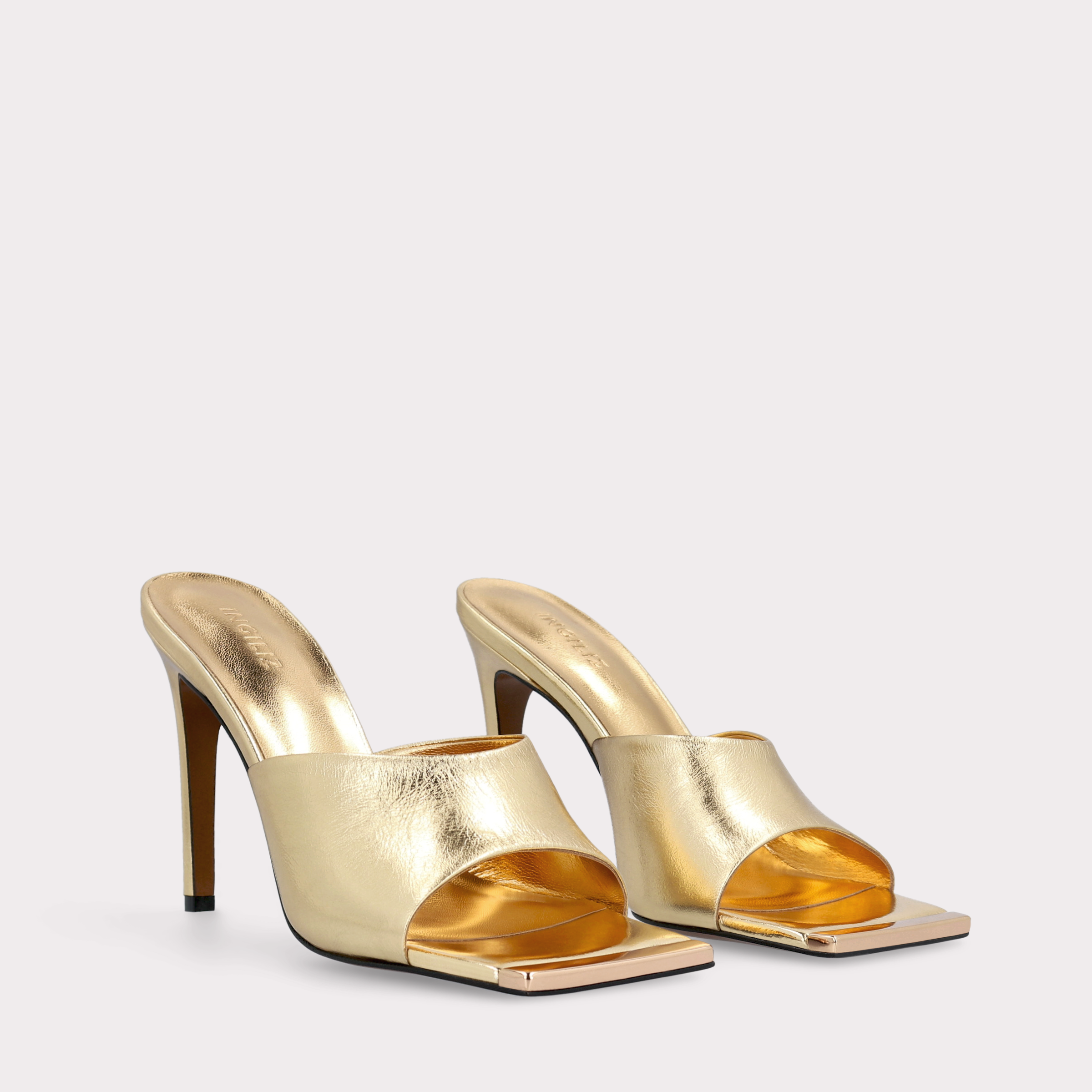 KALINA GOLD METALLIC LEATHER MULES