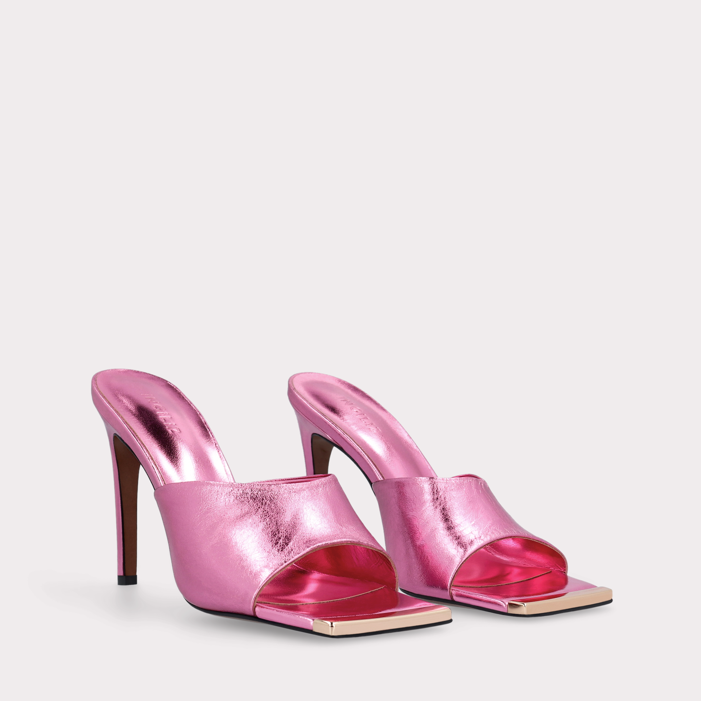 KALINA PINK METALLIC LEATHER MULES