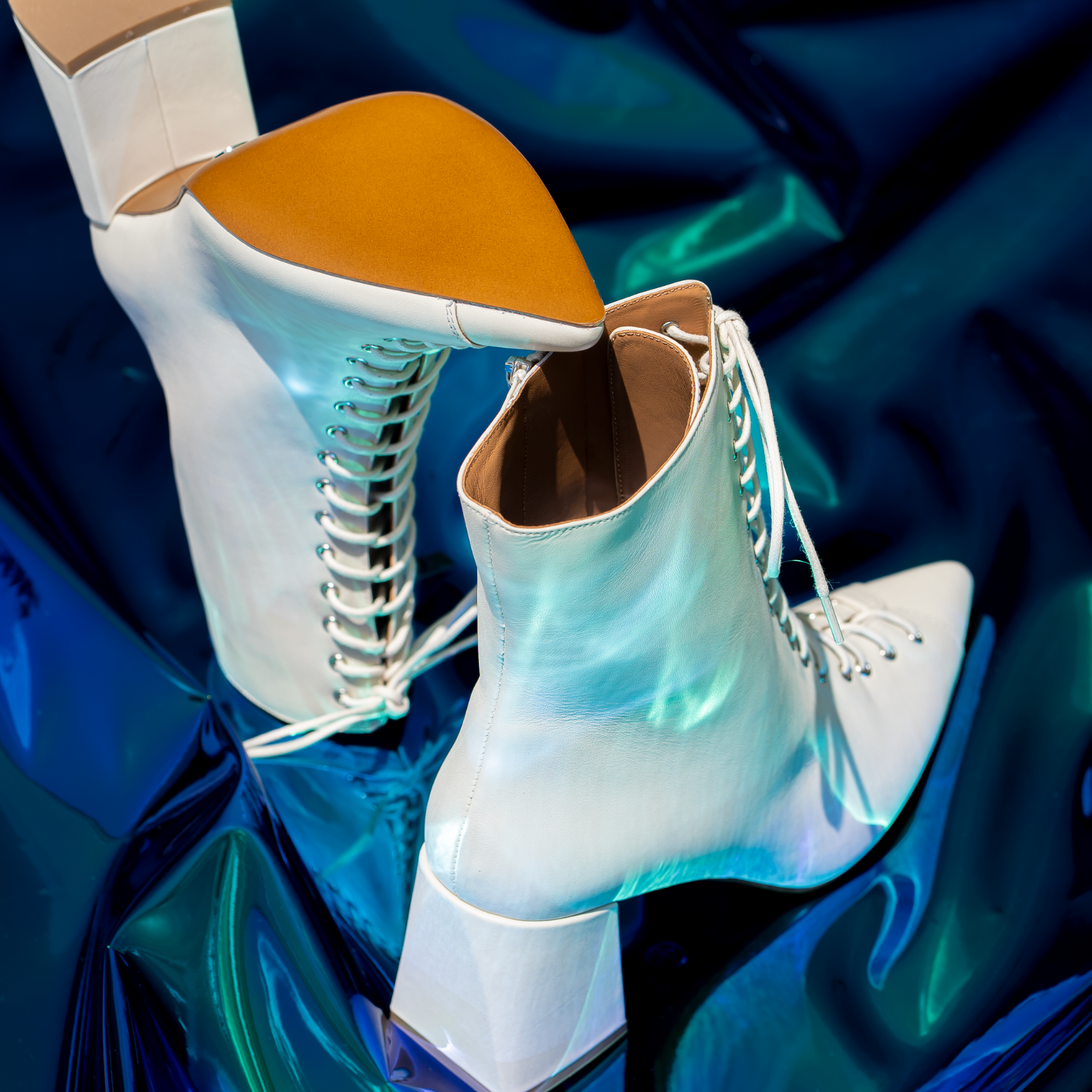JOLIE 01 IVORY LEATHER ANKLE BOOTS