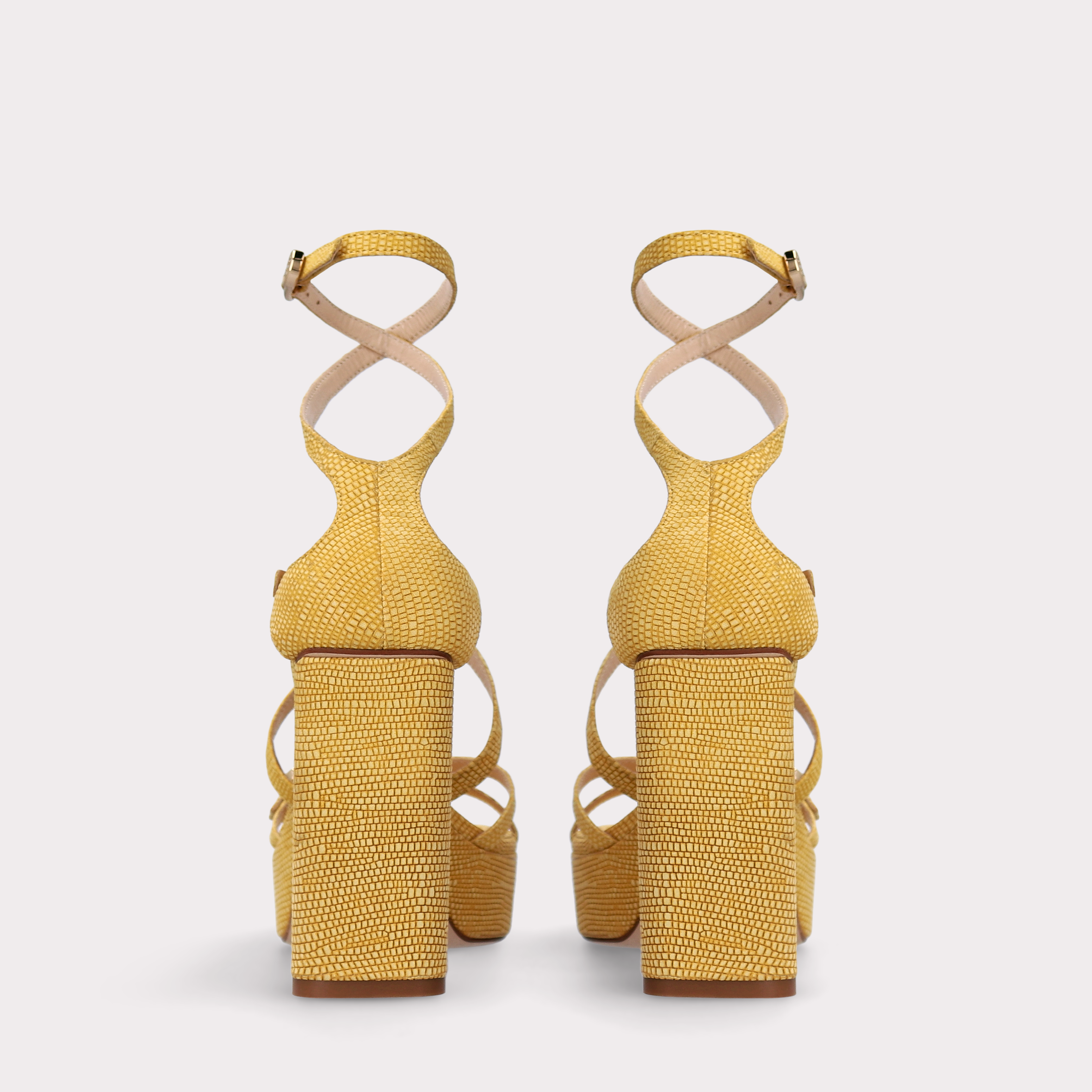 Platform Textured-Leather Sandals Emma Yellow