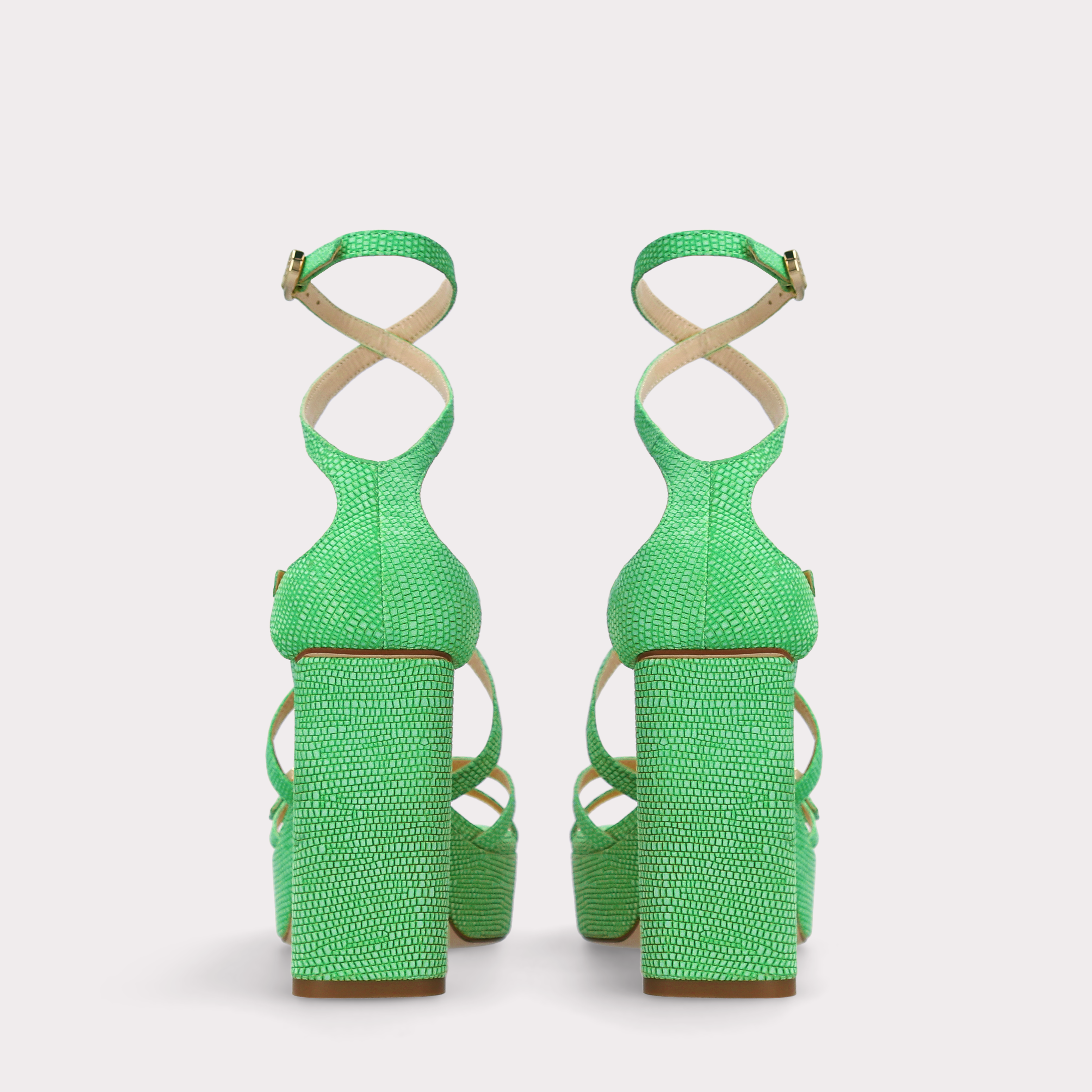 Platform Textured-Leather Sandals Emma Green