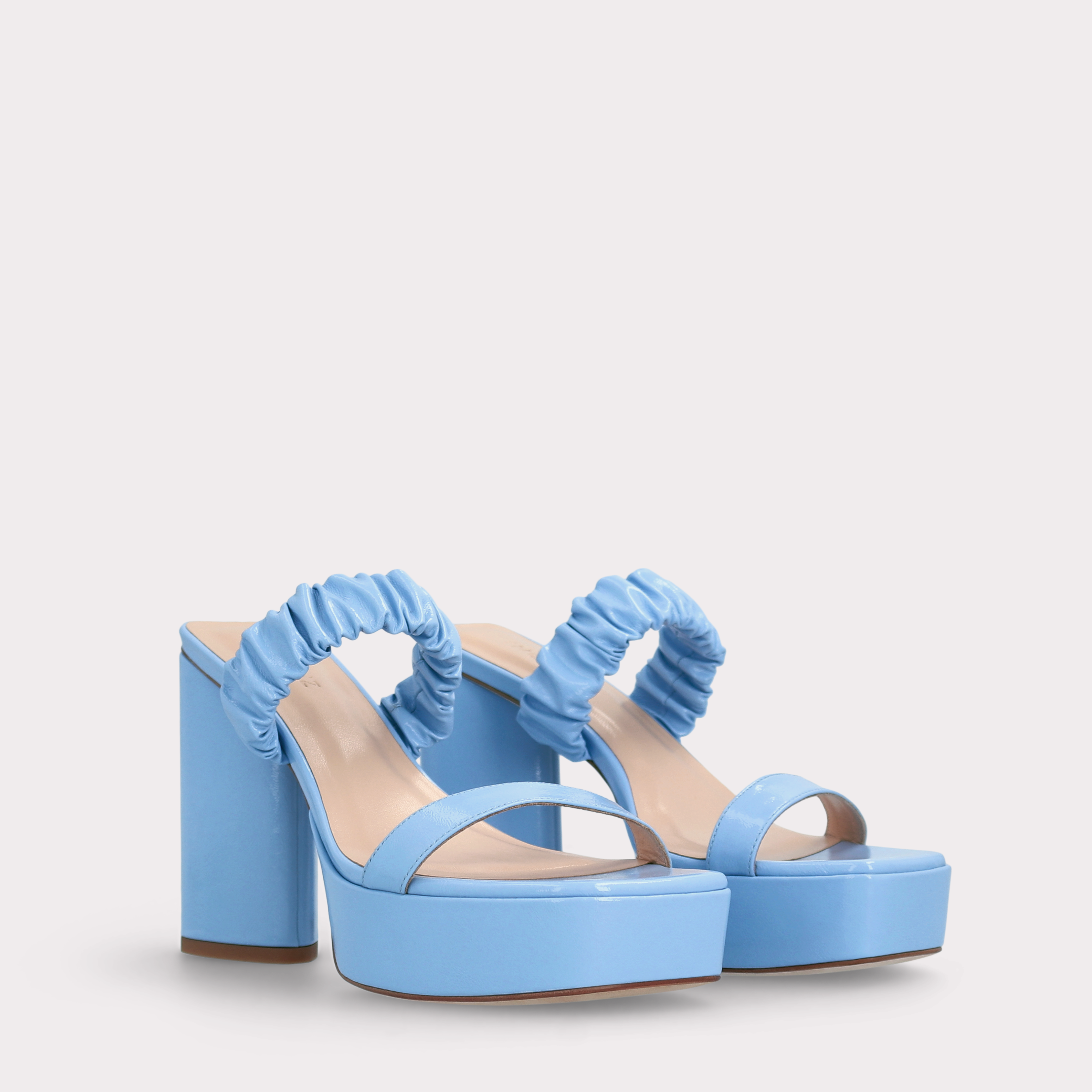 PLATFORM LEATHER MULES RADA BLUE