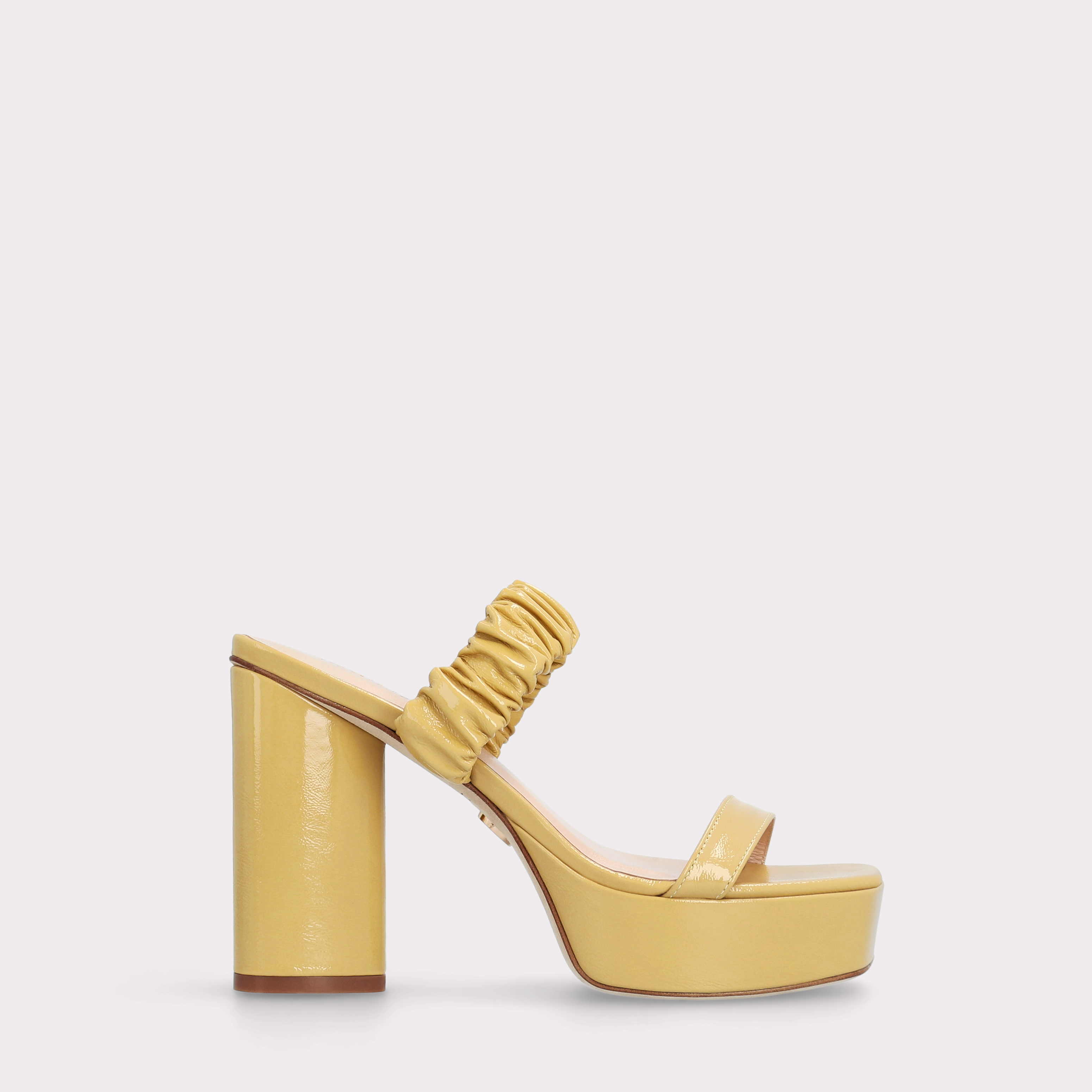 PLATFORM LEATHER MULES RADA YELLOW