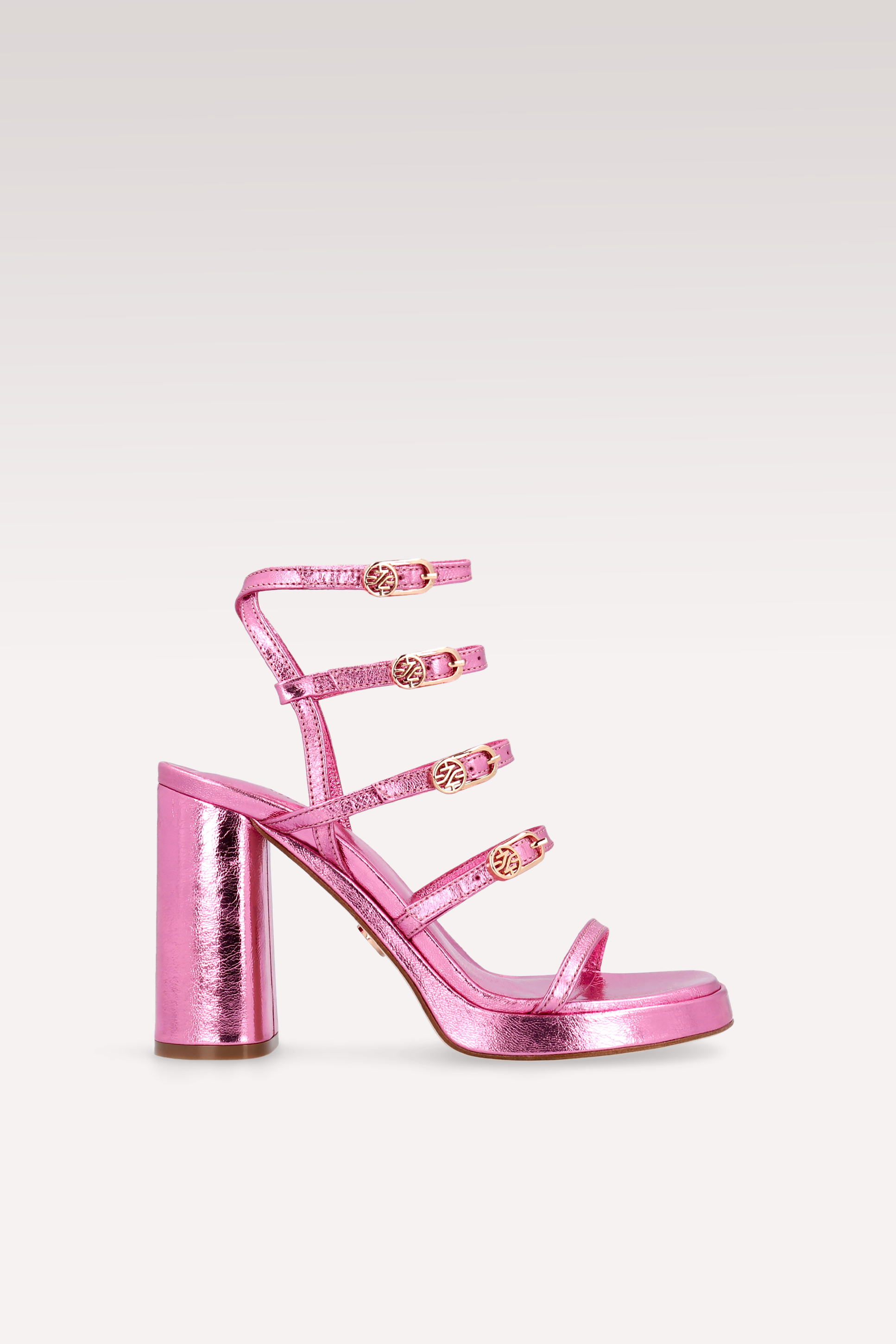 RITA PINK METALLIC LEATHER PLATFORM SANDALS