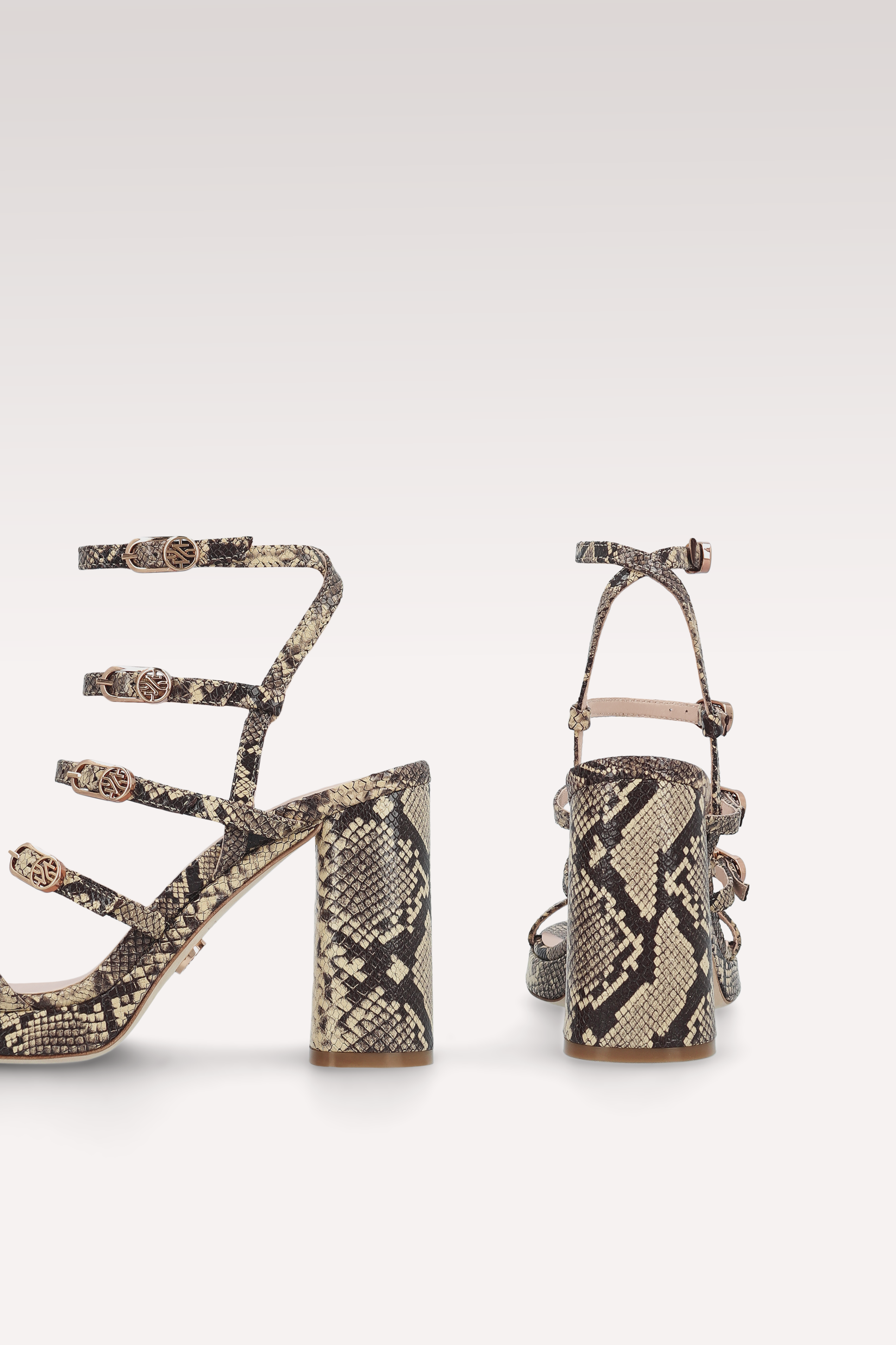 RITA SAND PYTHON PRINTED LEATHER SANDALS