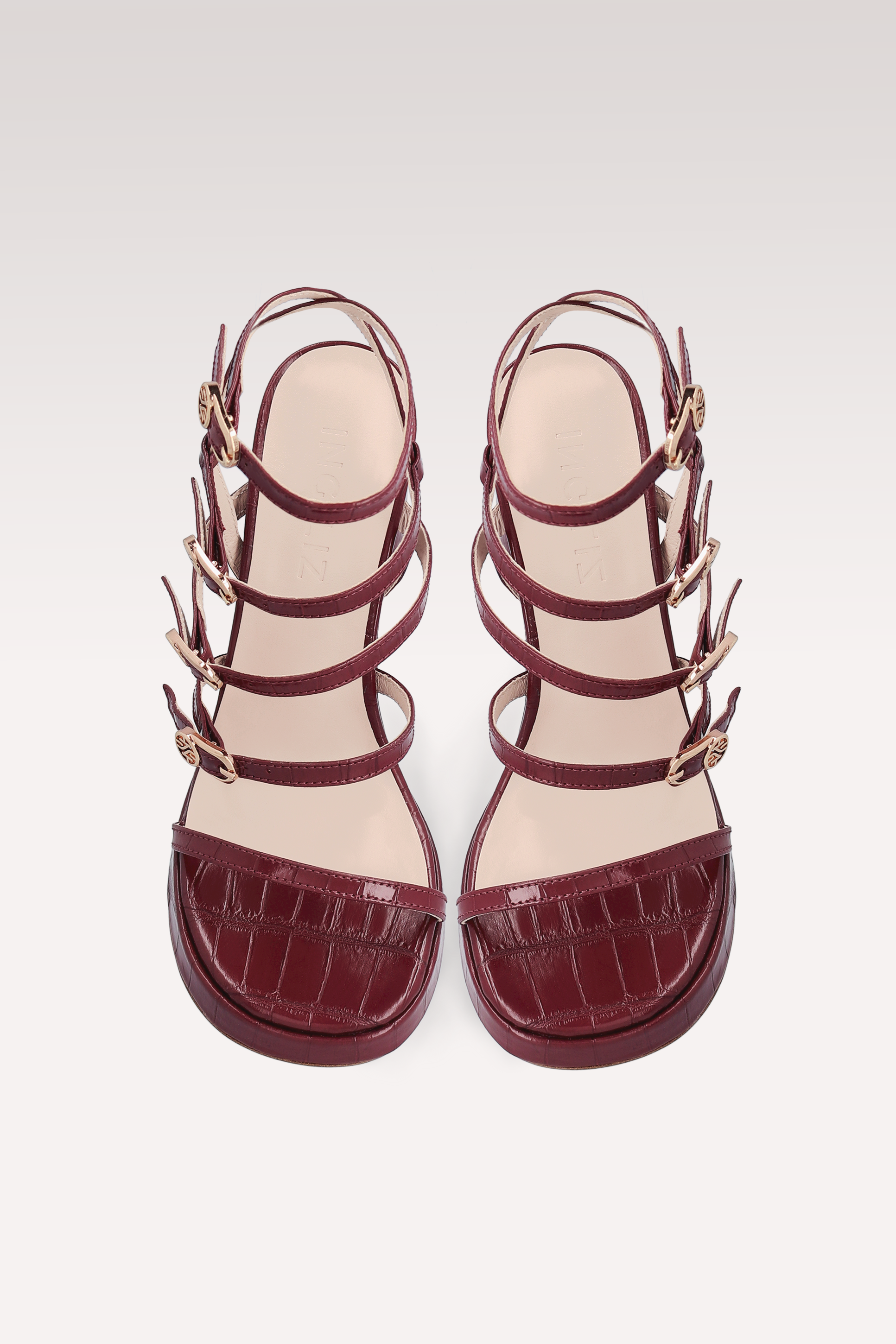 RITA BURGUNDY LEATHER PLATFORM SANDALS