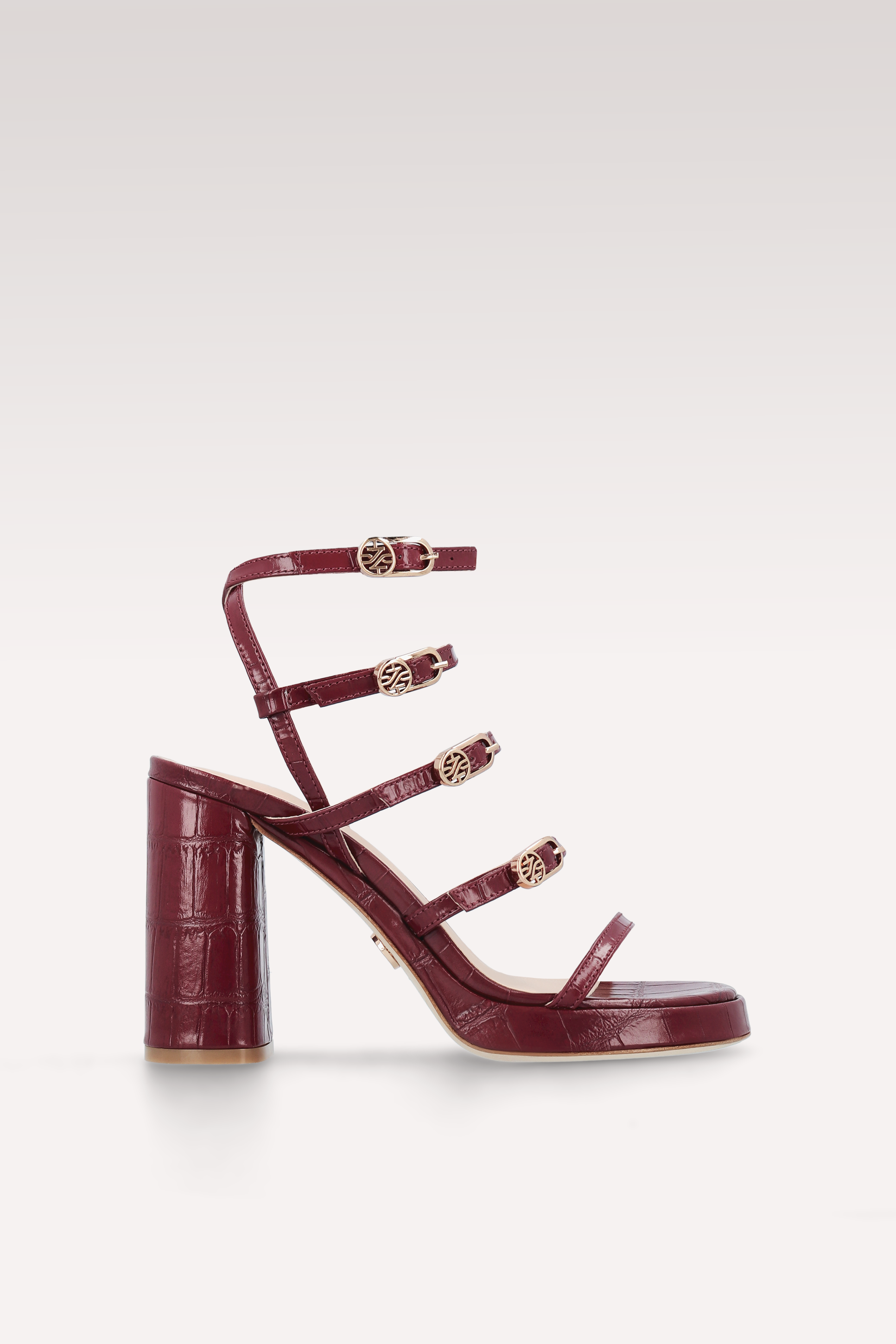 RITA BURGUNDY LEATHER PLATFORM SANDALS