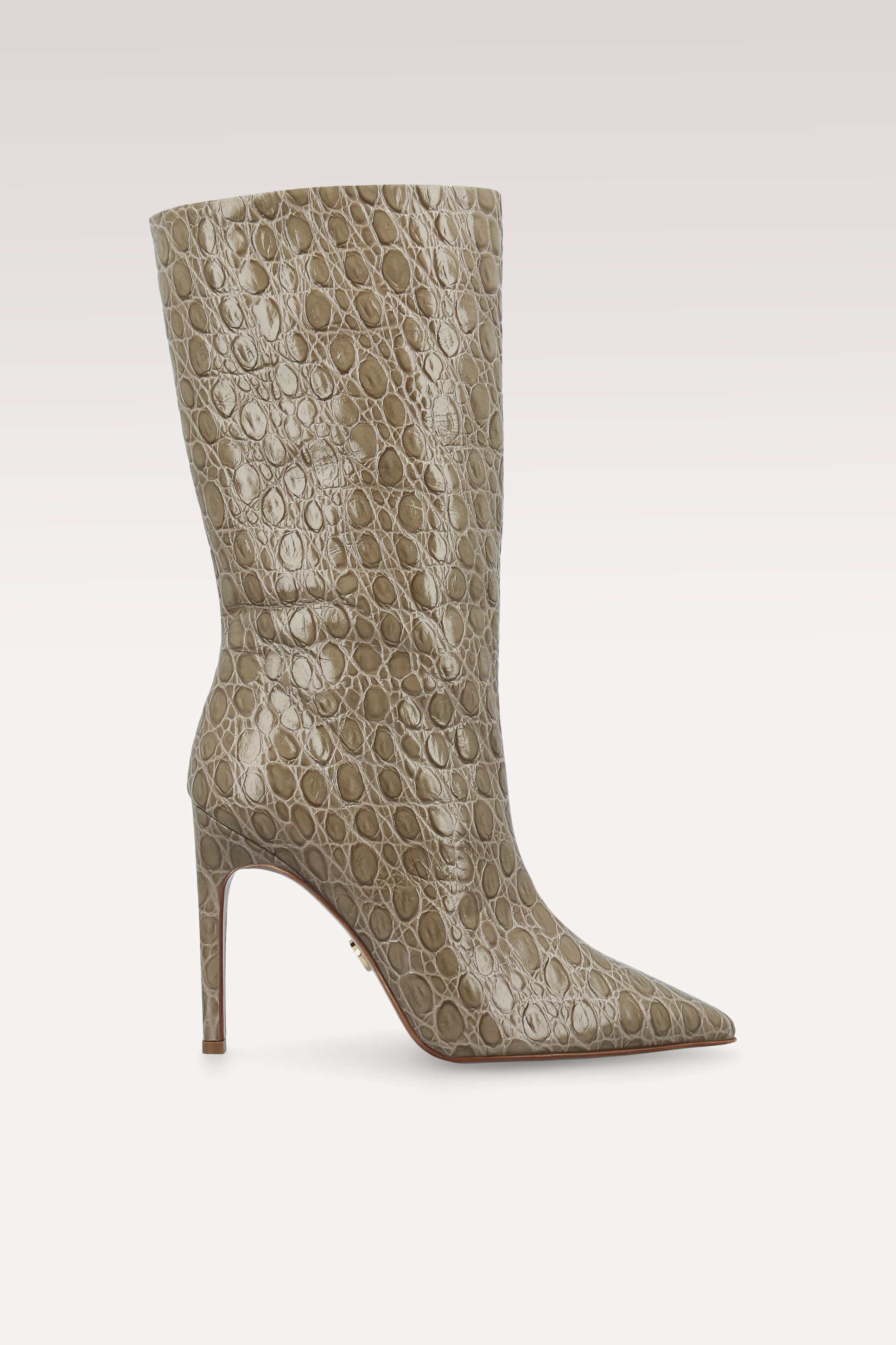 ANNIE 01 BROWN CROCO EMBOSSED LEATHER BOOTS