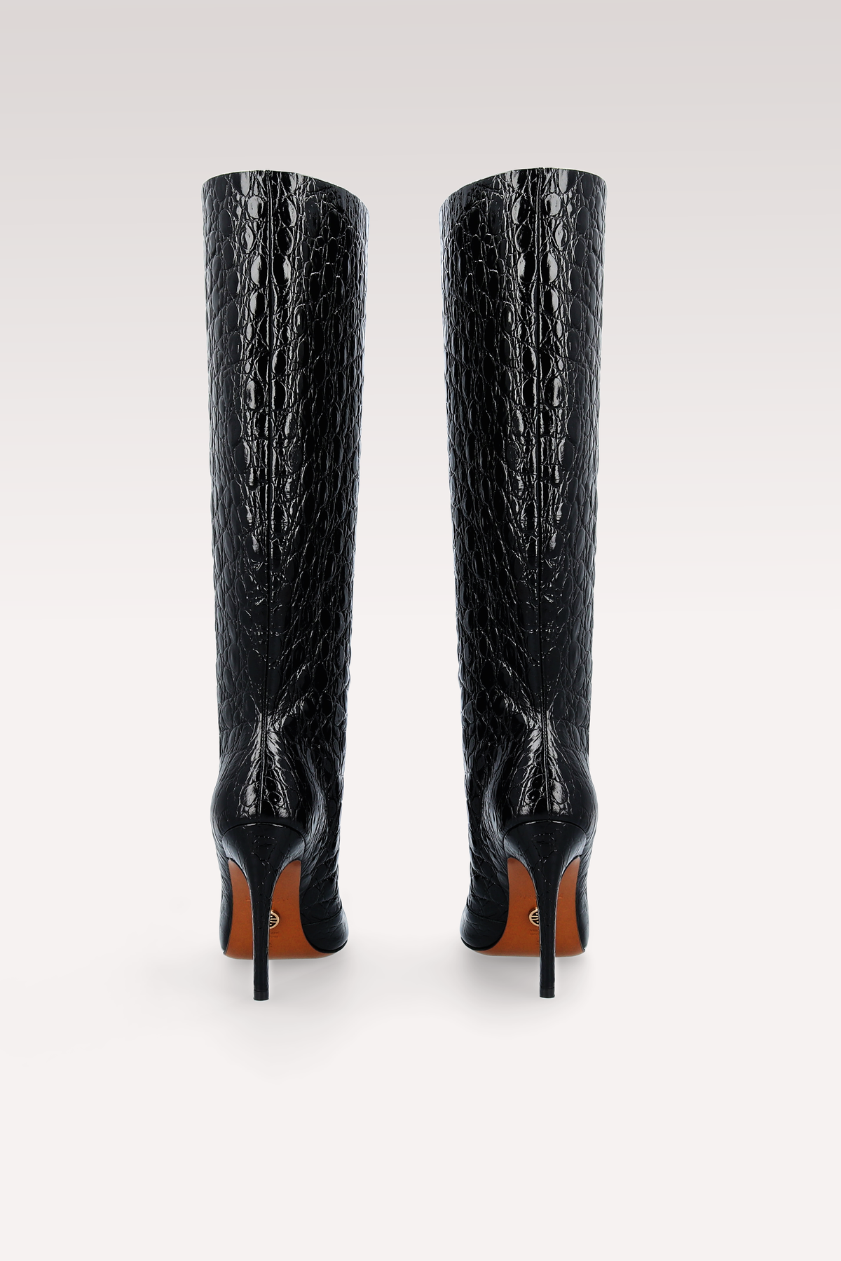 ANASTASIA 02 BLACK CROCO EMBOSSED LEATHER BOOTS