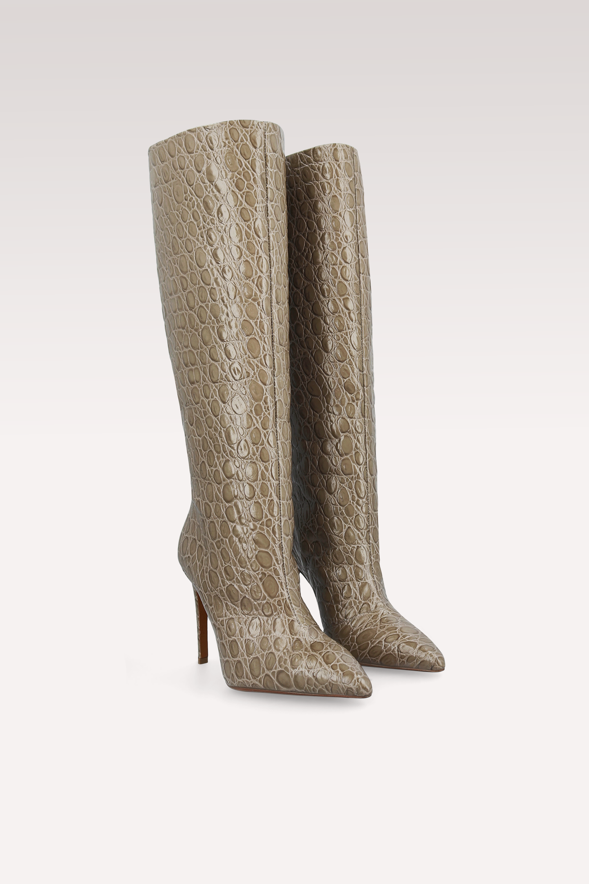 ANASTASIA 02 BROWN CROCO EMBOSSED LEATHER BOOTS