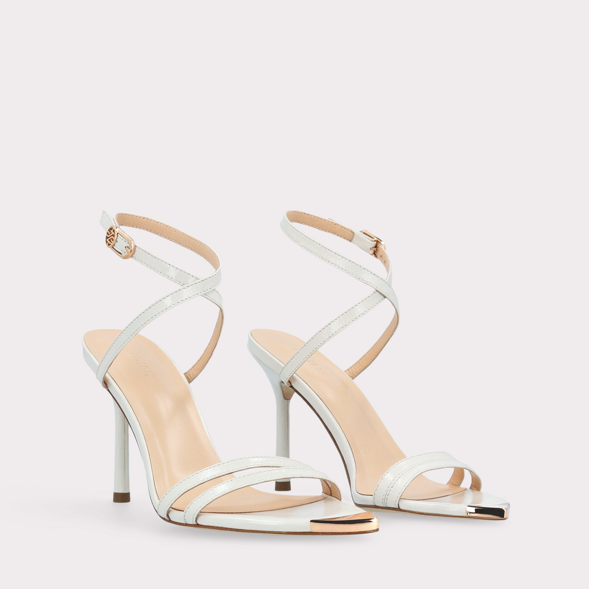ANNY 10 IVORY LEATHER SANDALS