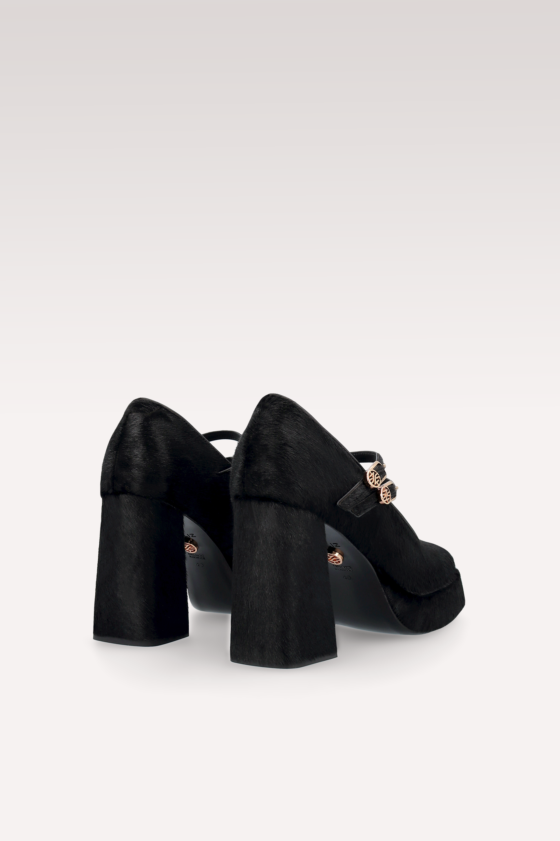 CINDY BEBE 01 BLACK CALF HAIR PUMPS