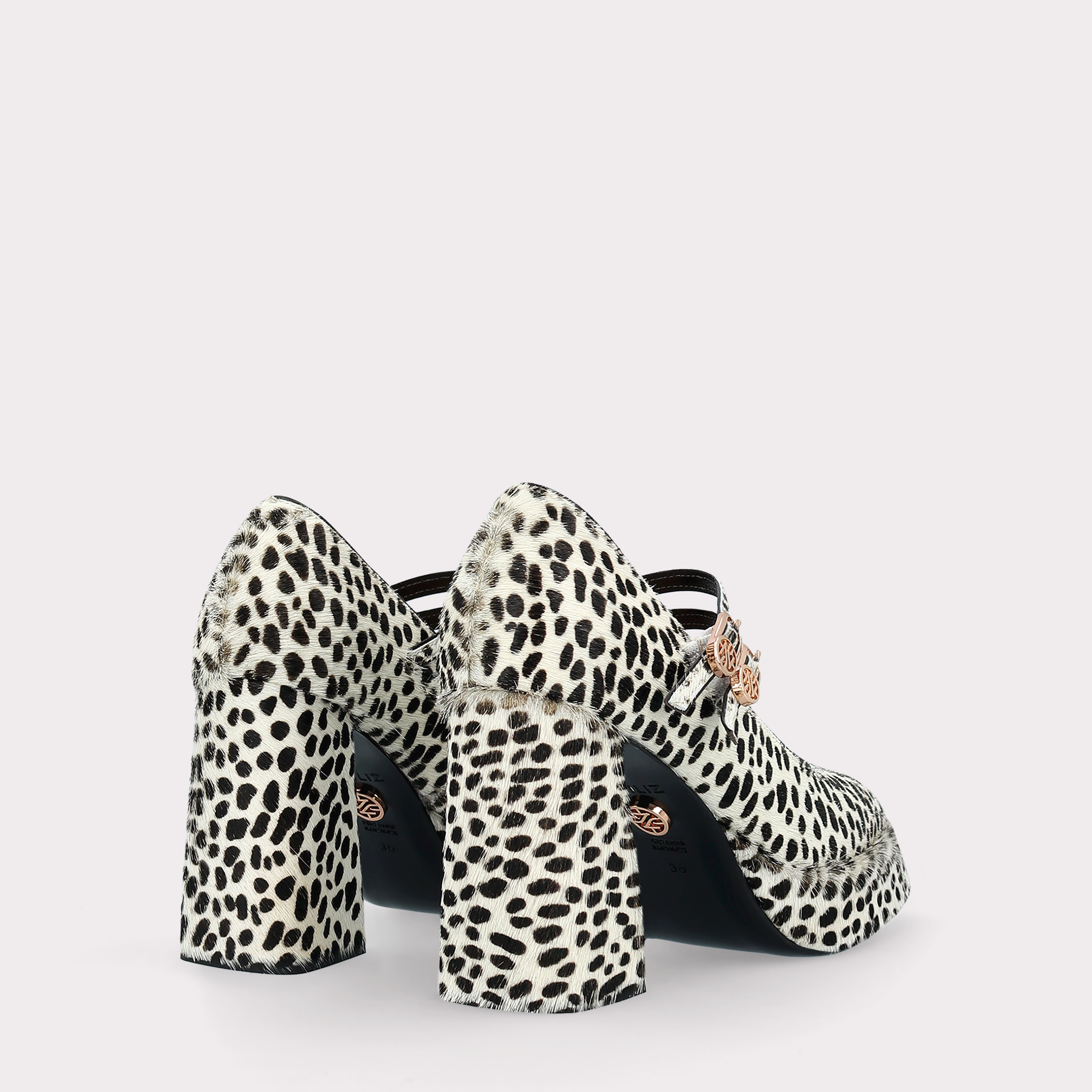 CINDY BEBE 01 WHITE LEOPARD PRINT CALF HAIR PUMPS