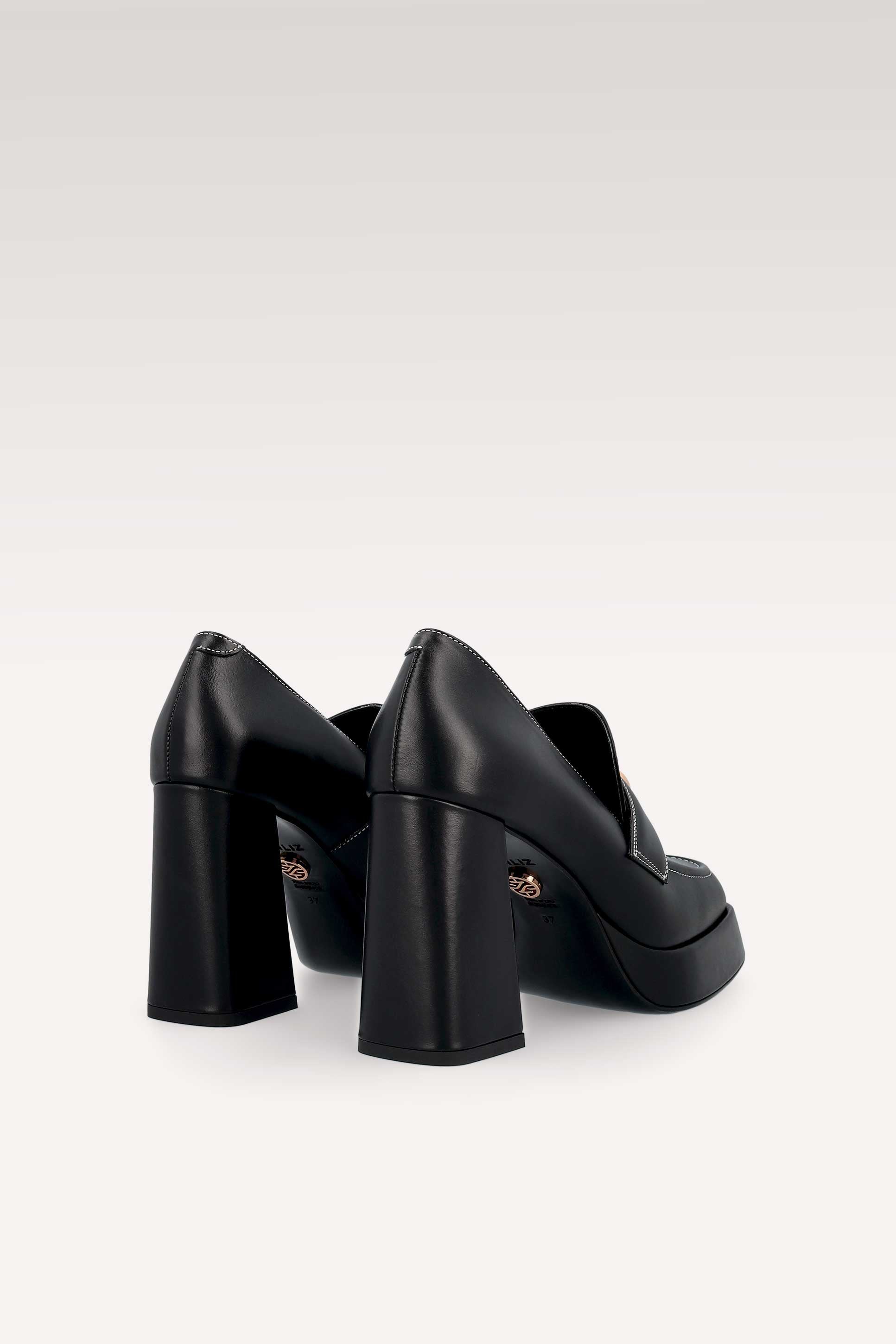 CINDY MOK 02 BLACK STITCH LEATHER PLATFORM PUMPS