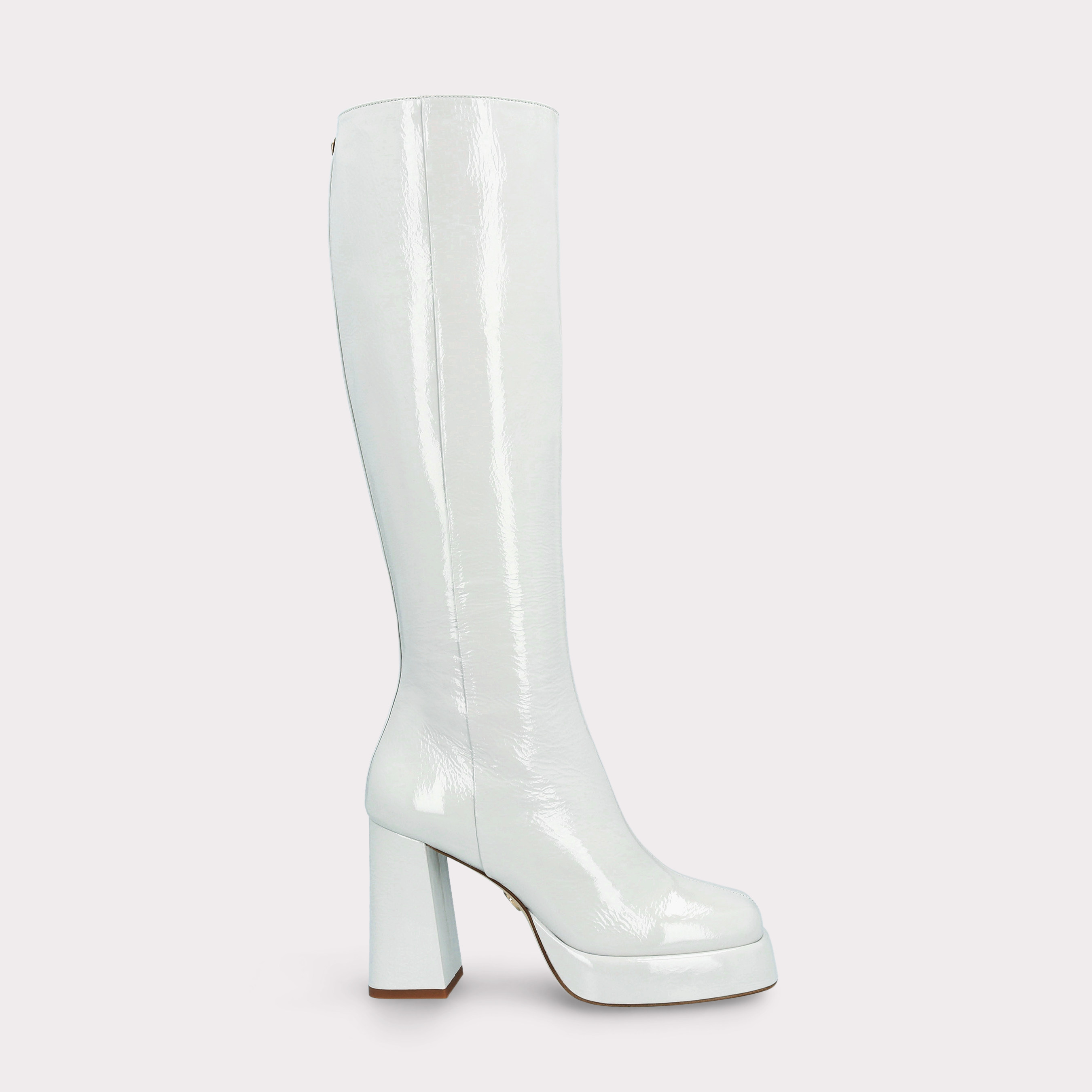 CINDY 01  STORM GRAY CRUSHED PATENT LEATHER PLATFORM BOOTS