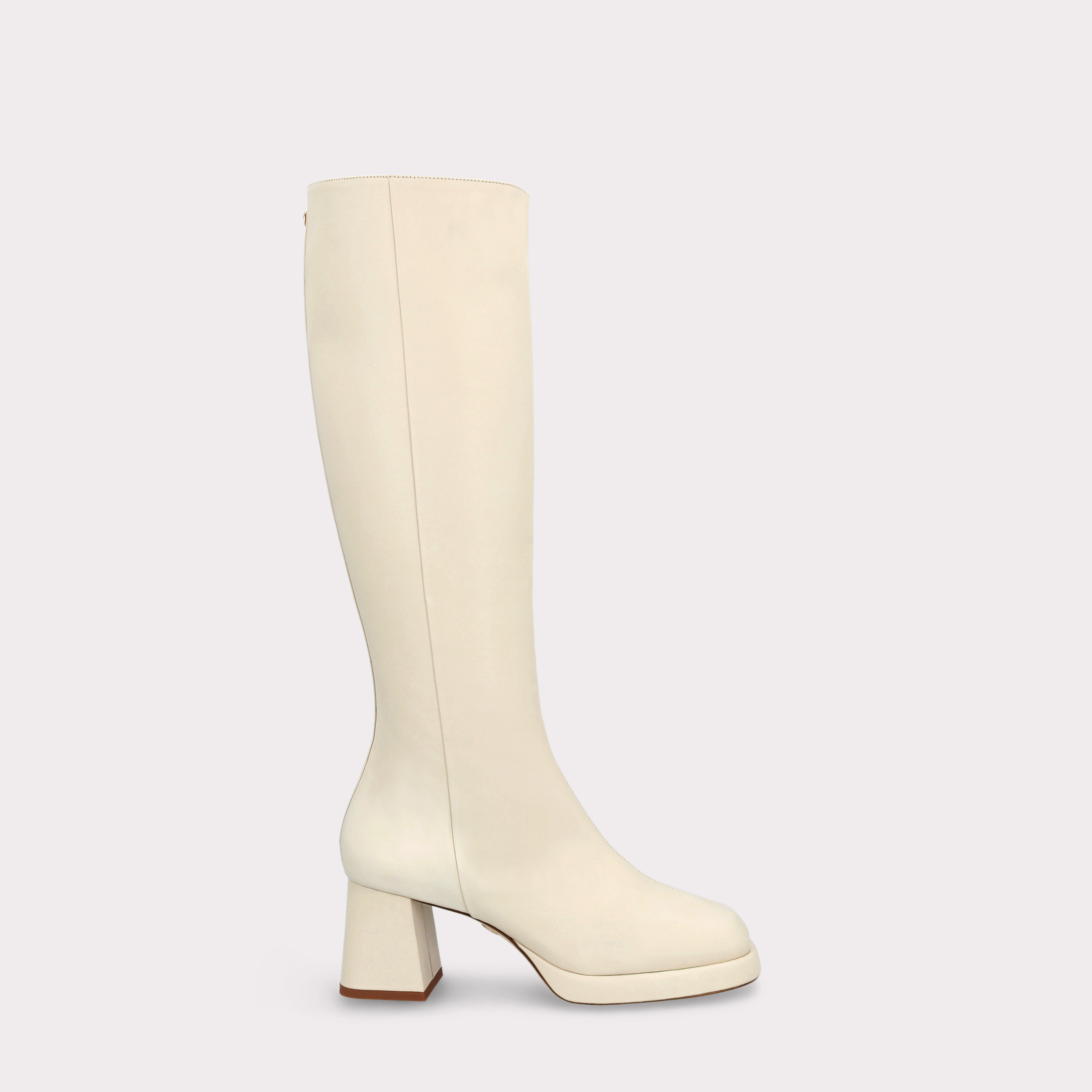 CONNIE 01 IVORY SMOOTH LEATHER PLATFORM BOOTS