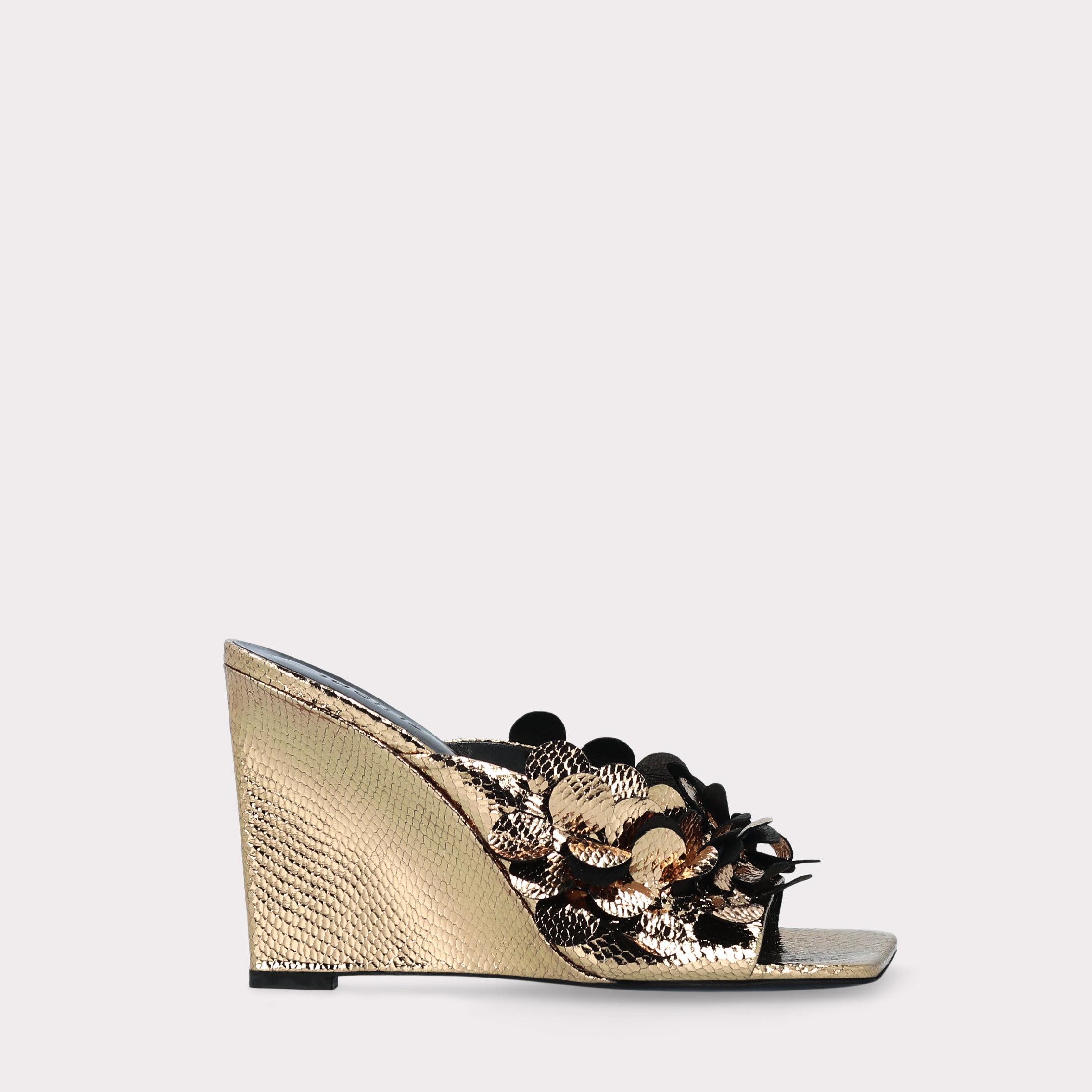 ZILLY 01 MINI VIPER MIRROR GOLD LEATHER MULES