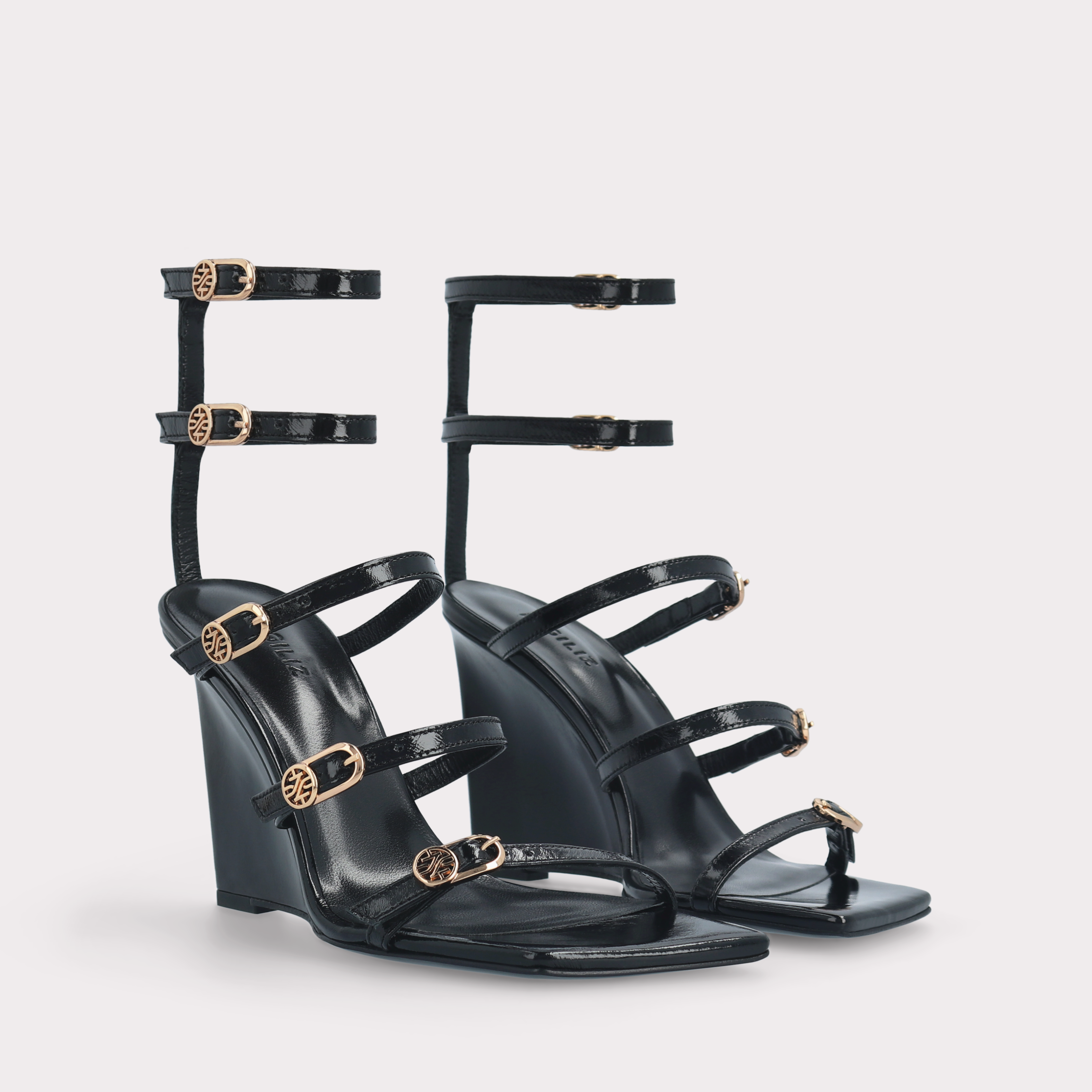 ZILLY 02 BLACK LEATHER SANDALS