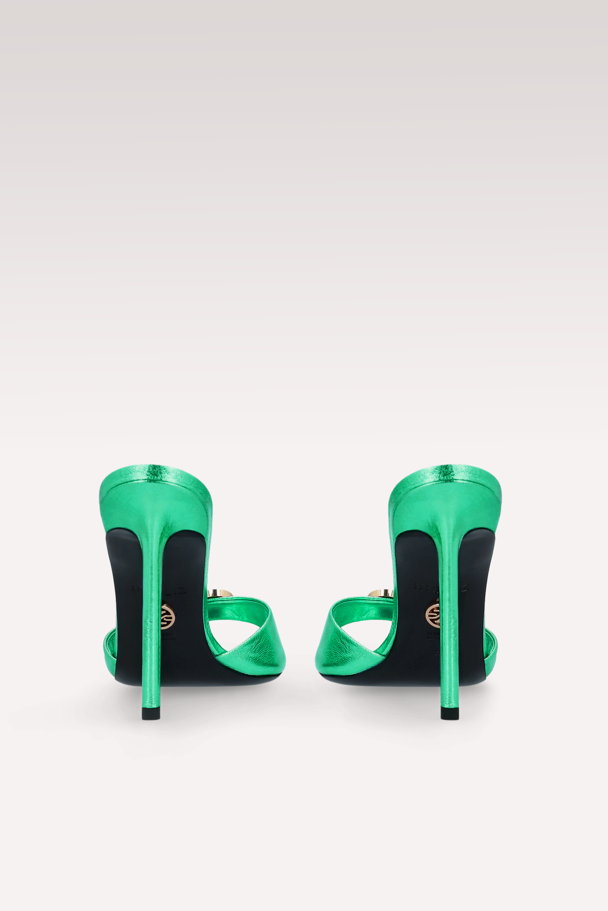 ATHENA 02 CLOVER GREEN METALLIC LEATHER MULES