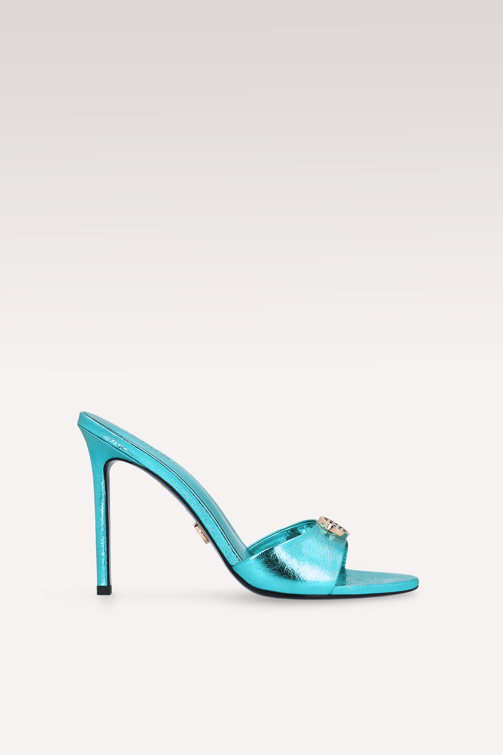ATHENA 02 AQUAMARINE METALLIC LEATHER MULES