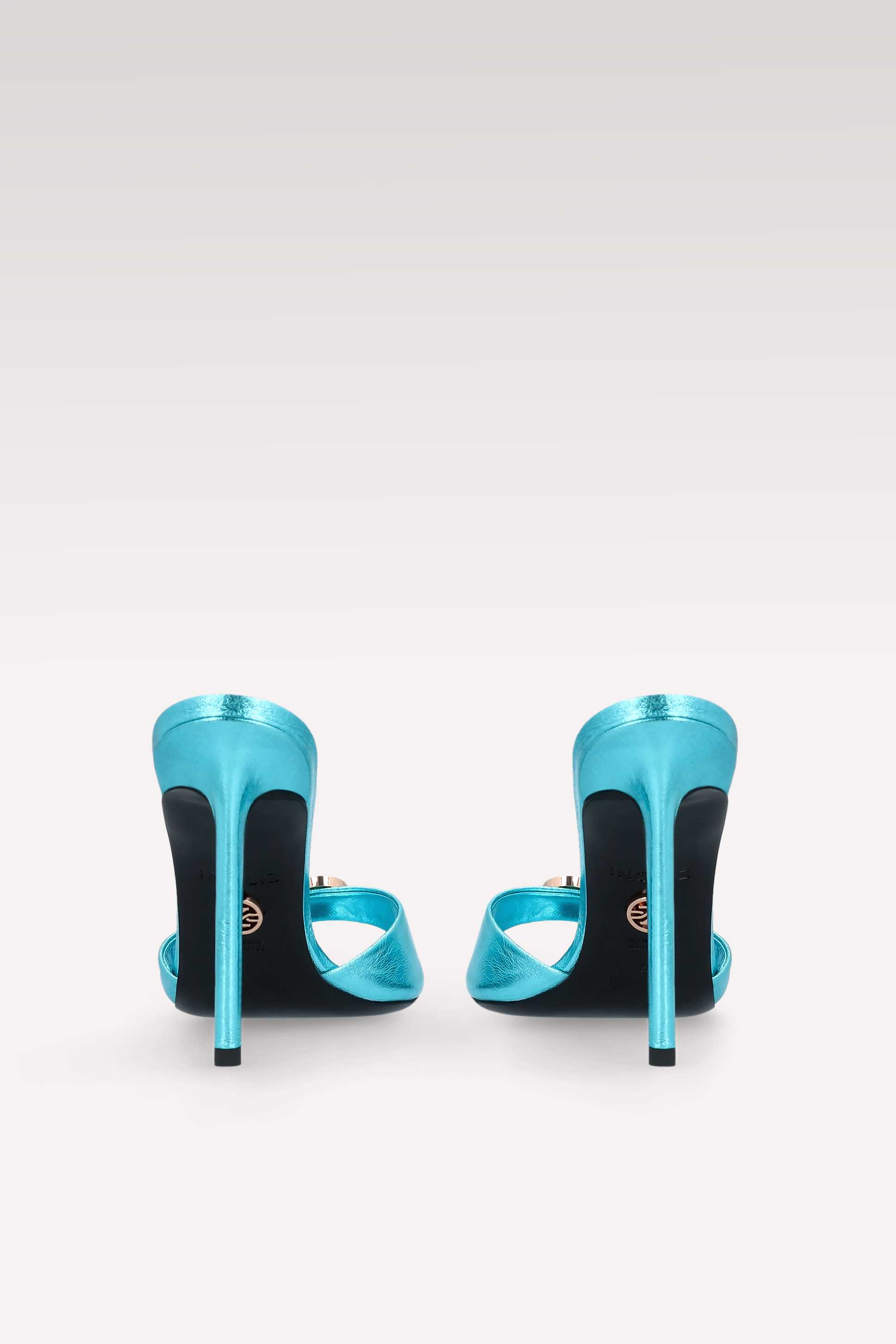 ATHENA 02 AQUAMARINE METALLIC LEATHER MULES