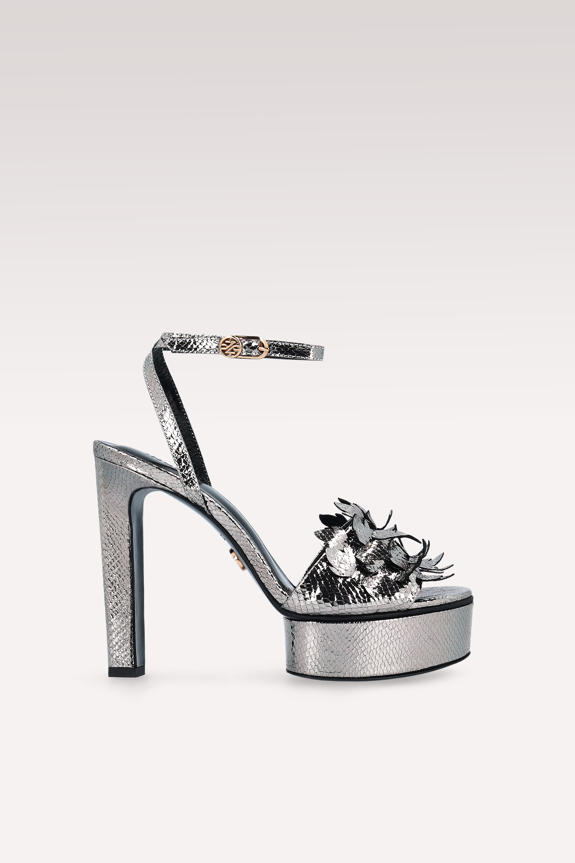 PATTY 02 VIPER MIRROR DARK SILVER LEATHER SANDALS