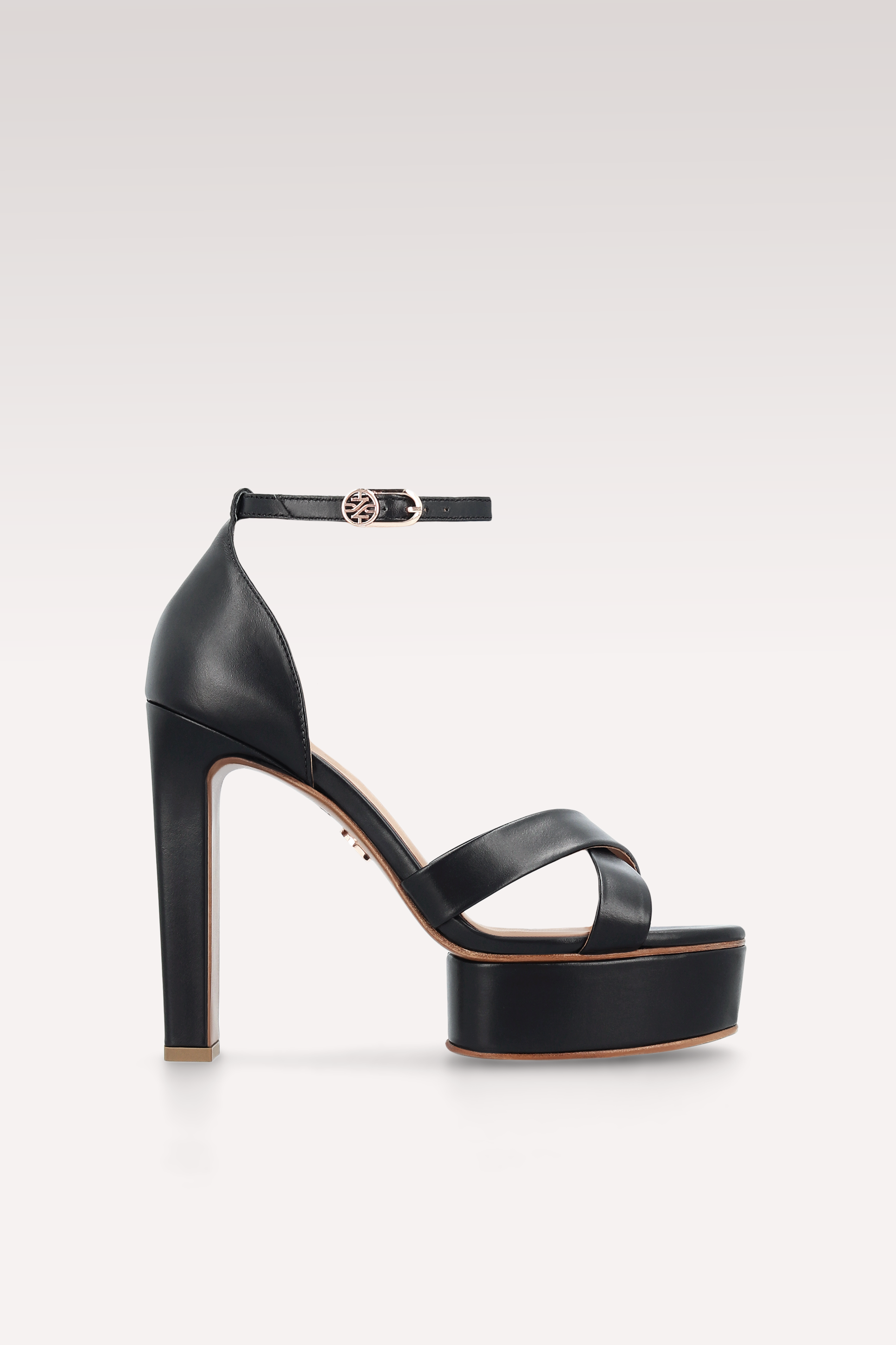 PATTY 03 BLACK LEATHER PLATFORM SANDALS