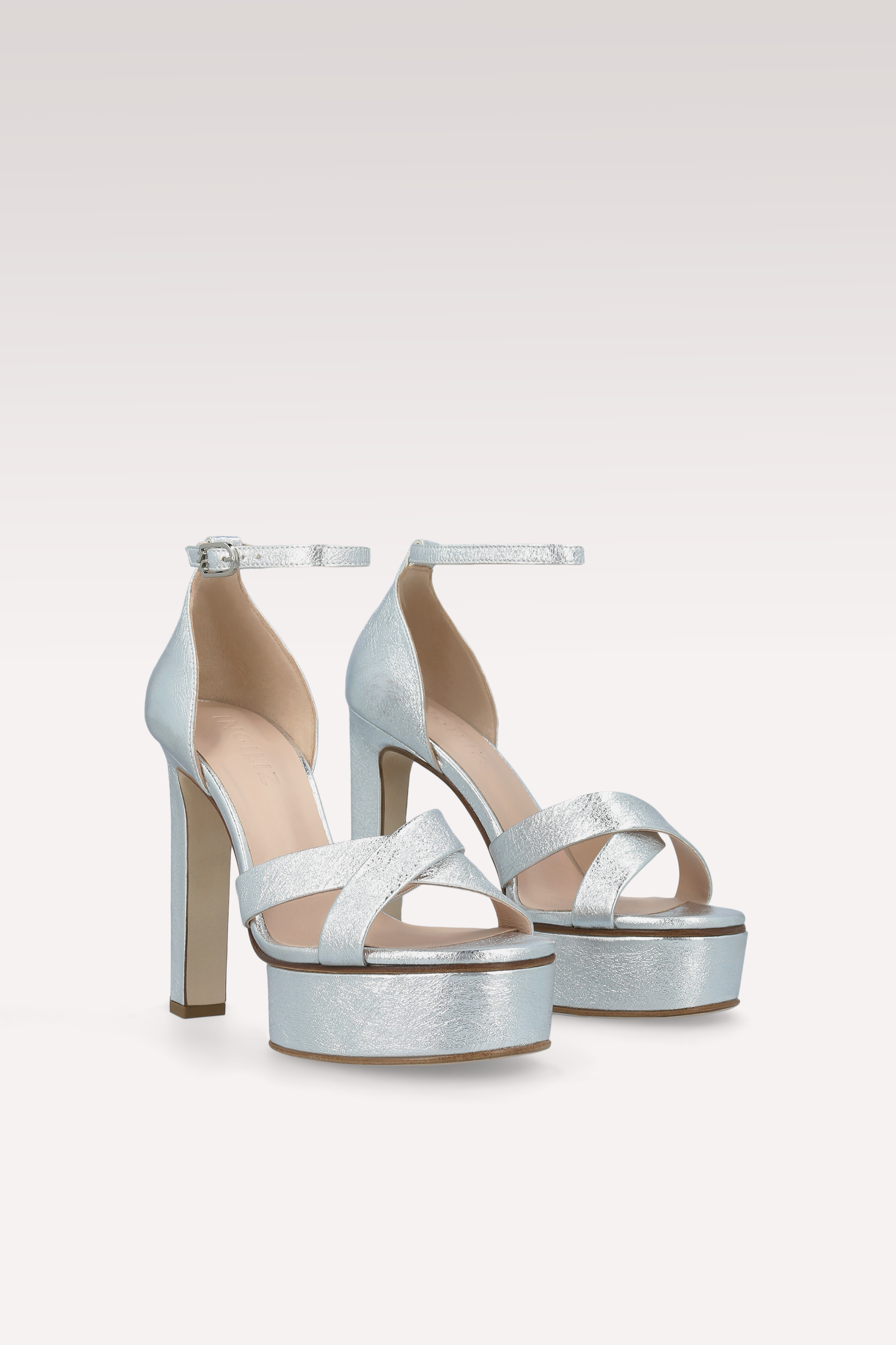 PATTY 03 SILVER METALLIC LEATHER PLATFORM SANDALS