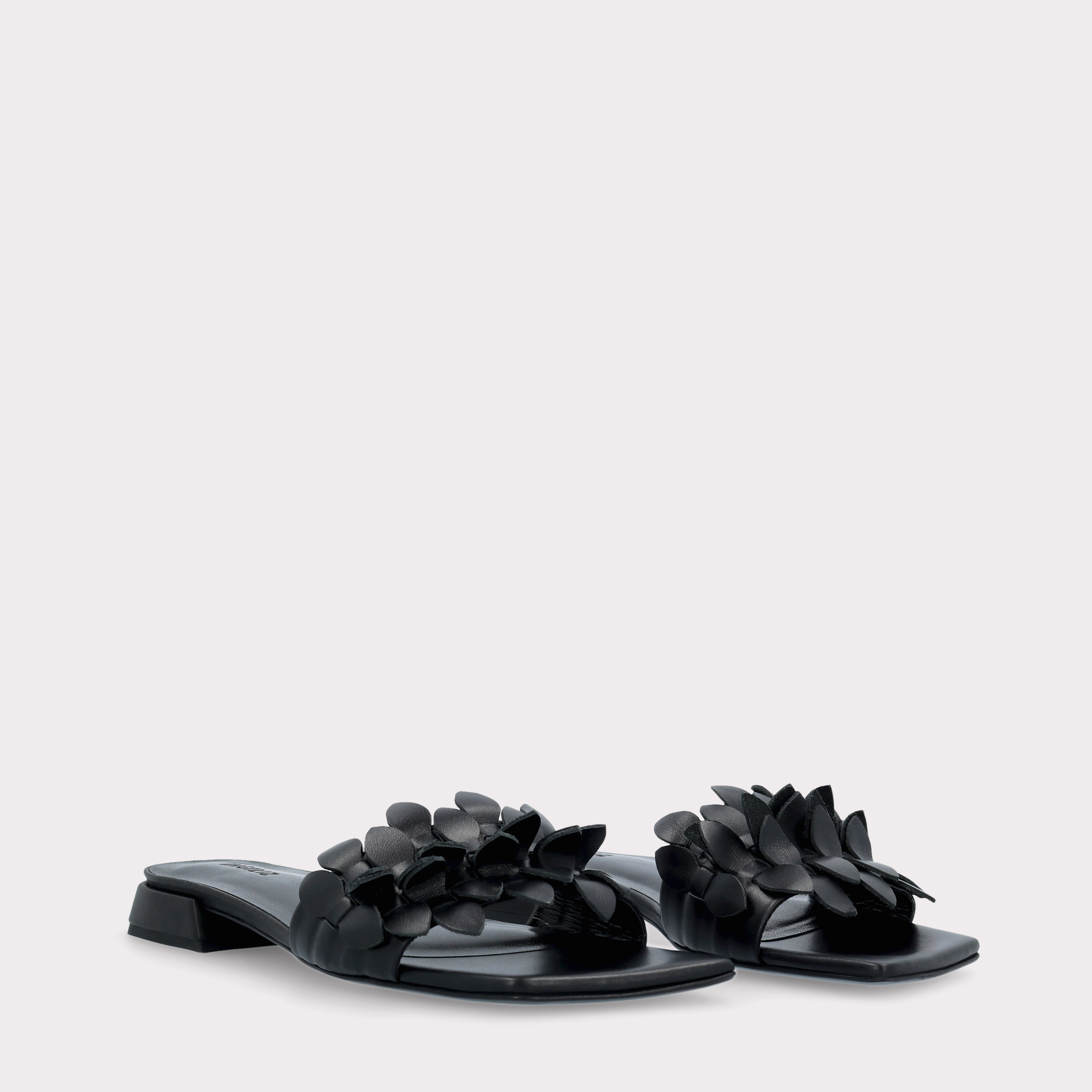 POLLY 01 BLACK LEATHER MULES