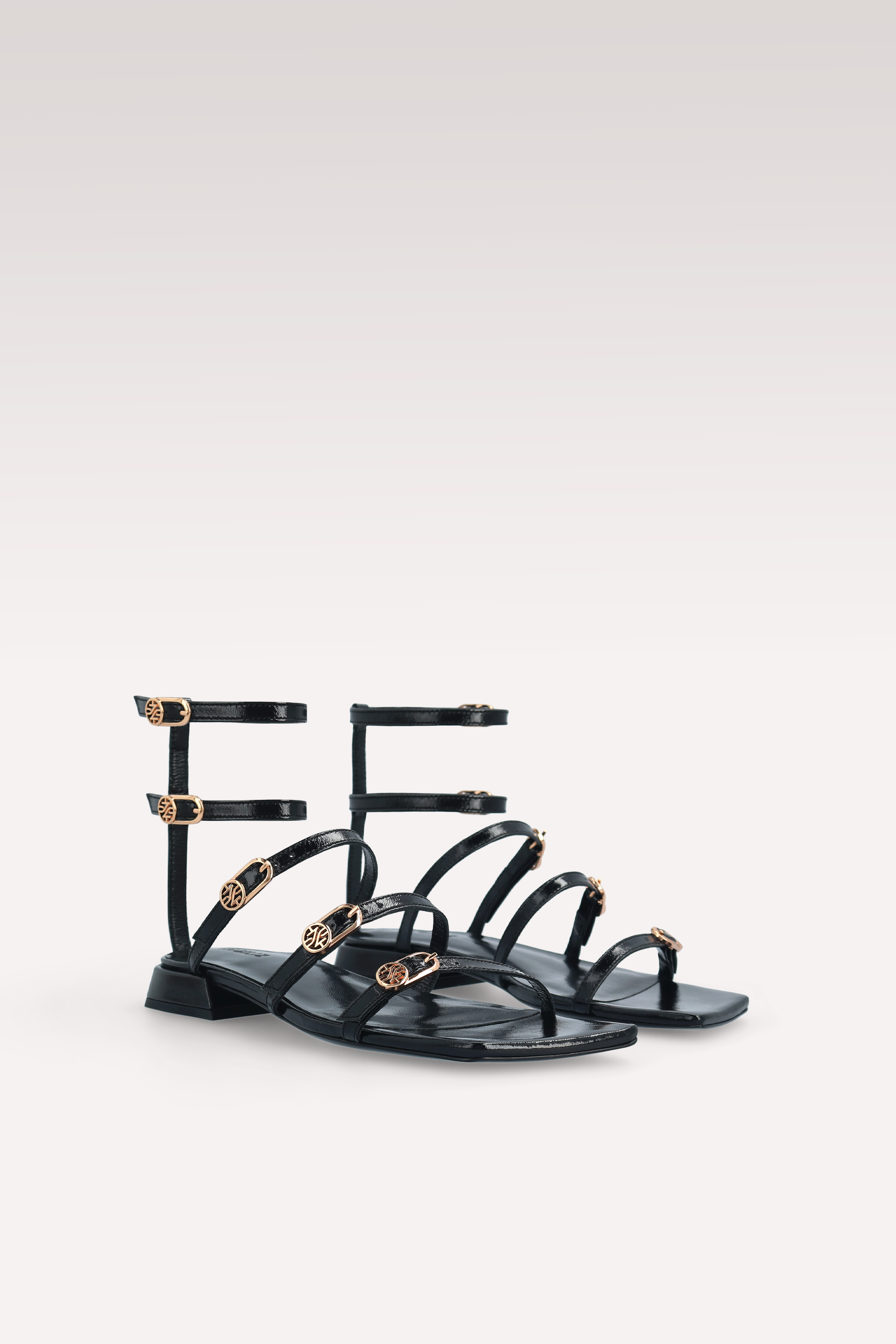 POLLY 02 BLACK LEATHER SANDALS