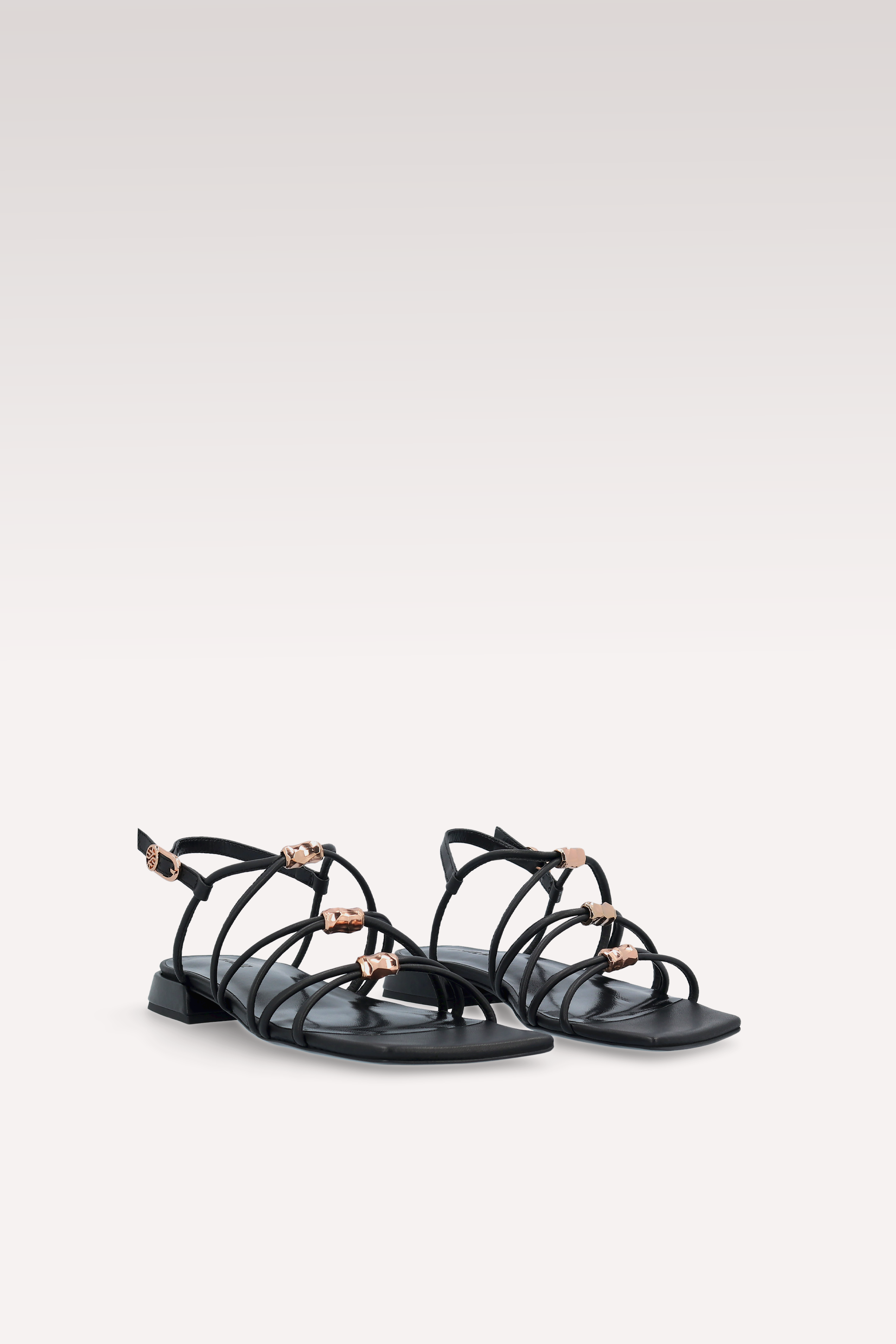POLLY 04 BLACK LEATHER SANDALS