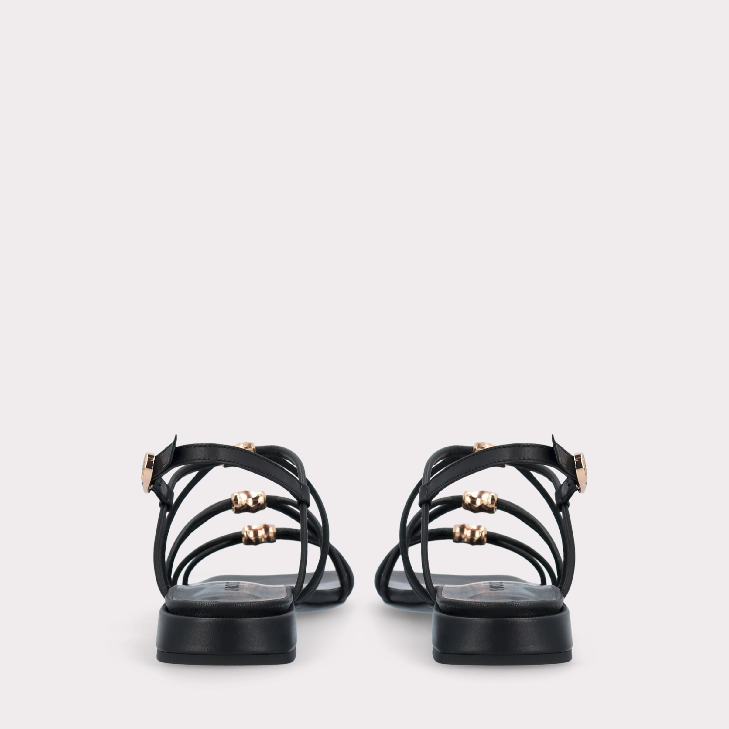 POLLY 04 BLACK LEATHER SANDALS