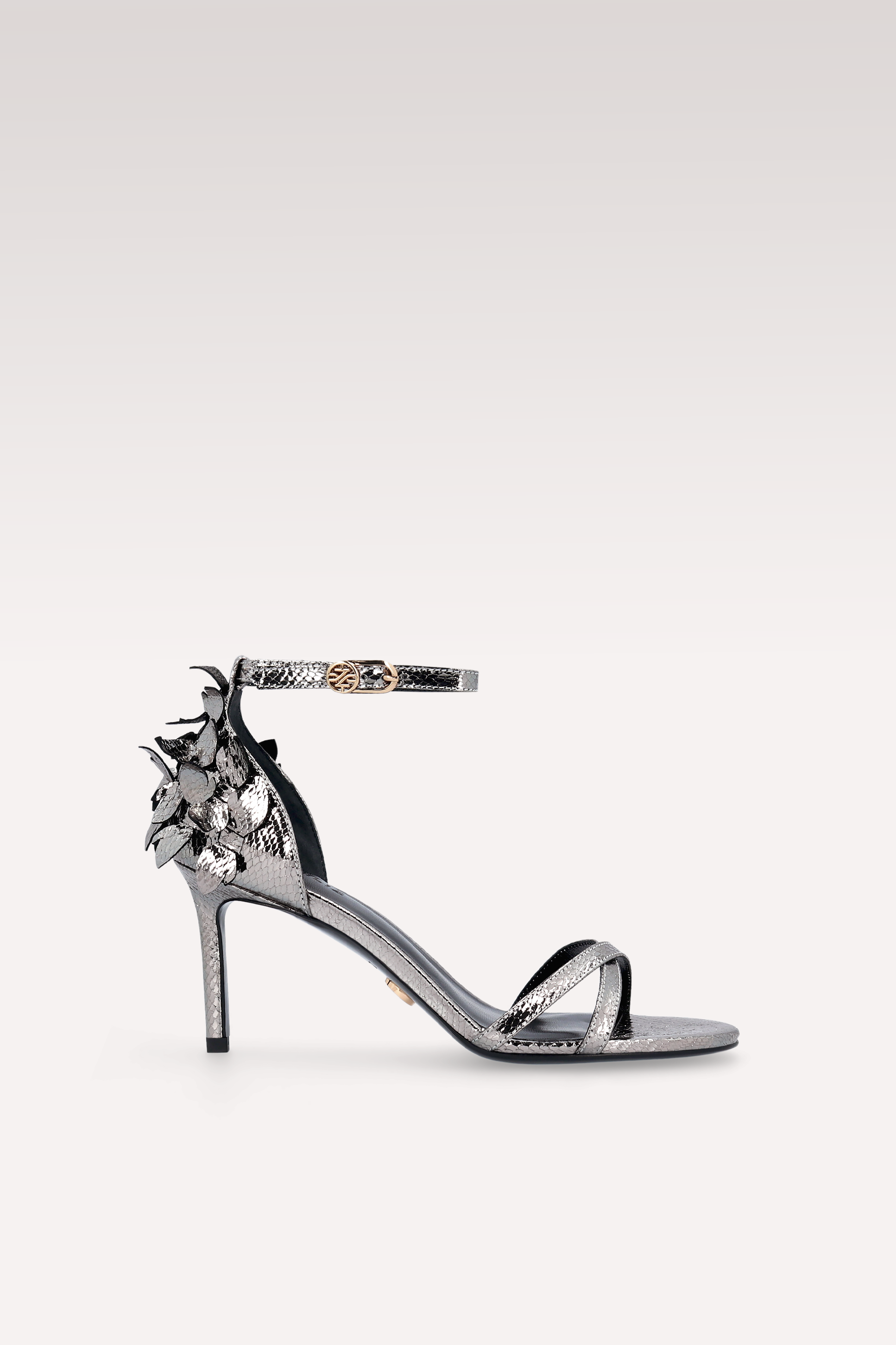 MACY 02 VIPER MIRROR DARK SILVER LEATHER SANDALS