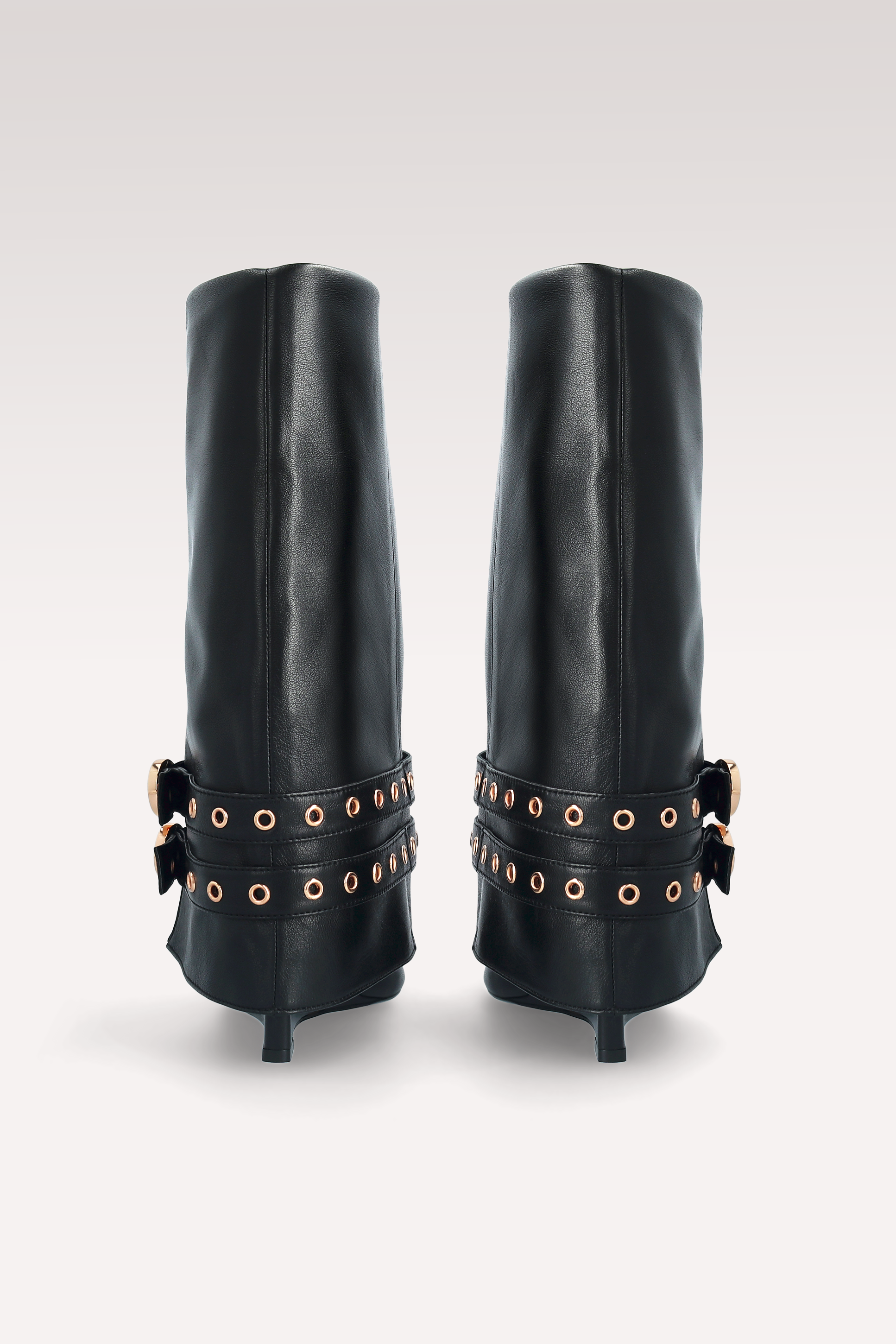 ZEUDI 04 BLACK SMOOTH LEATHER EDGE HEEL BOOTS
