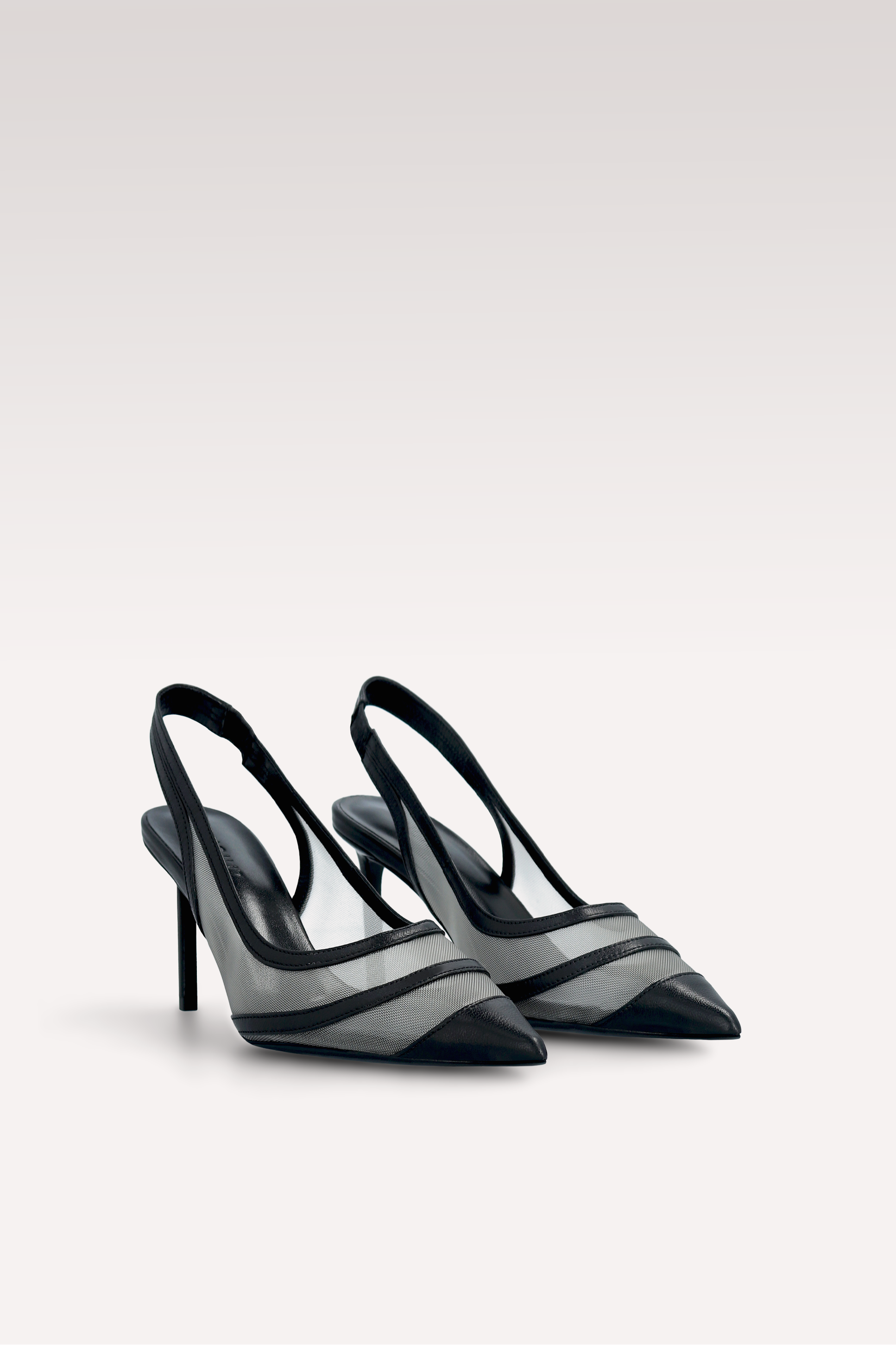 SIENNA BLACK LEATHER AND MESH PUMPS
