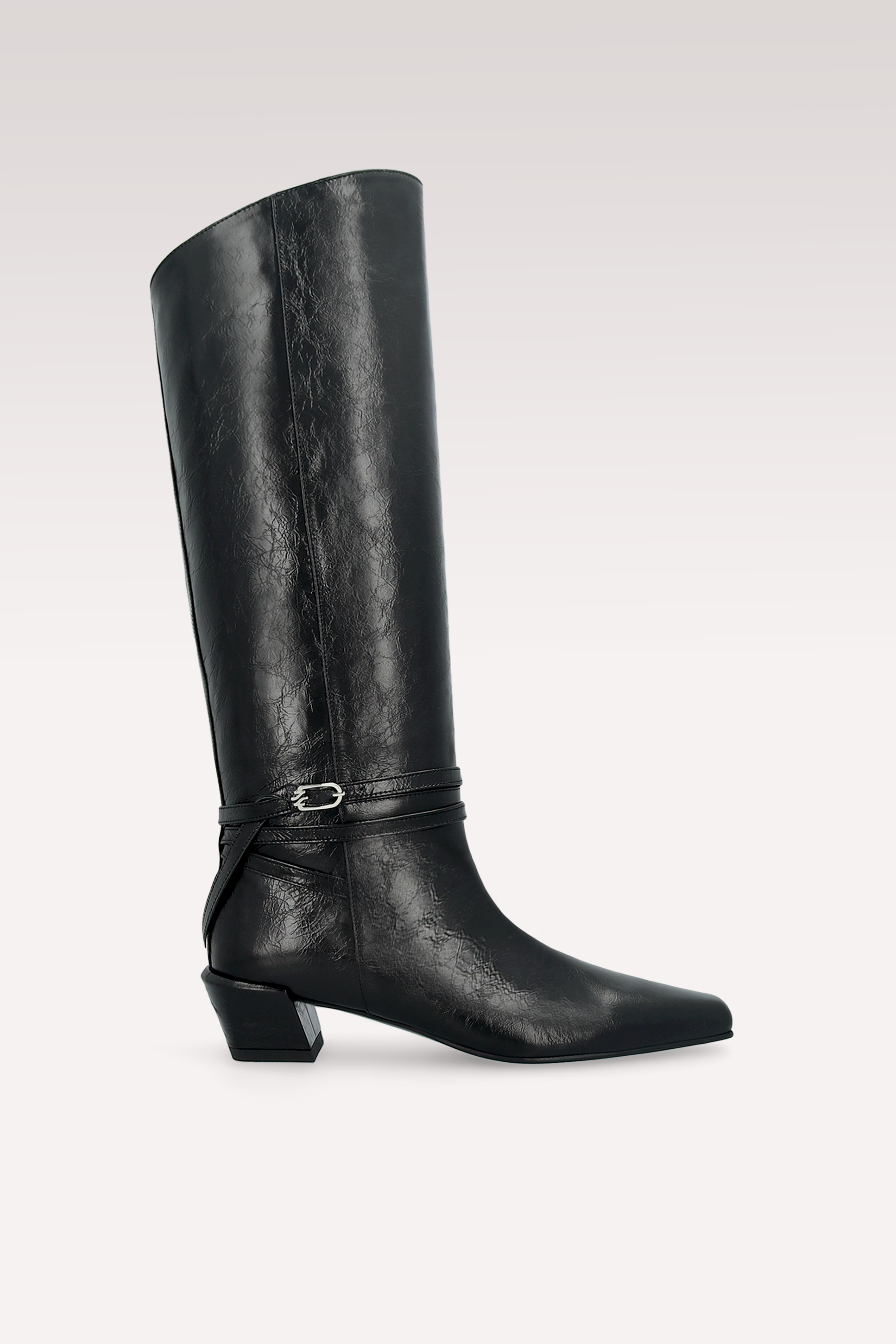 EMMA BLACK WRINKLED NAPPA LEATHER BOOTS