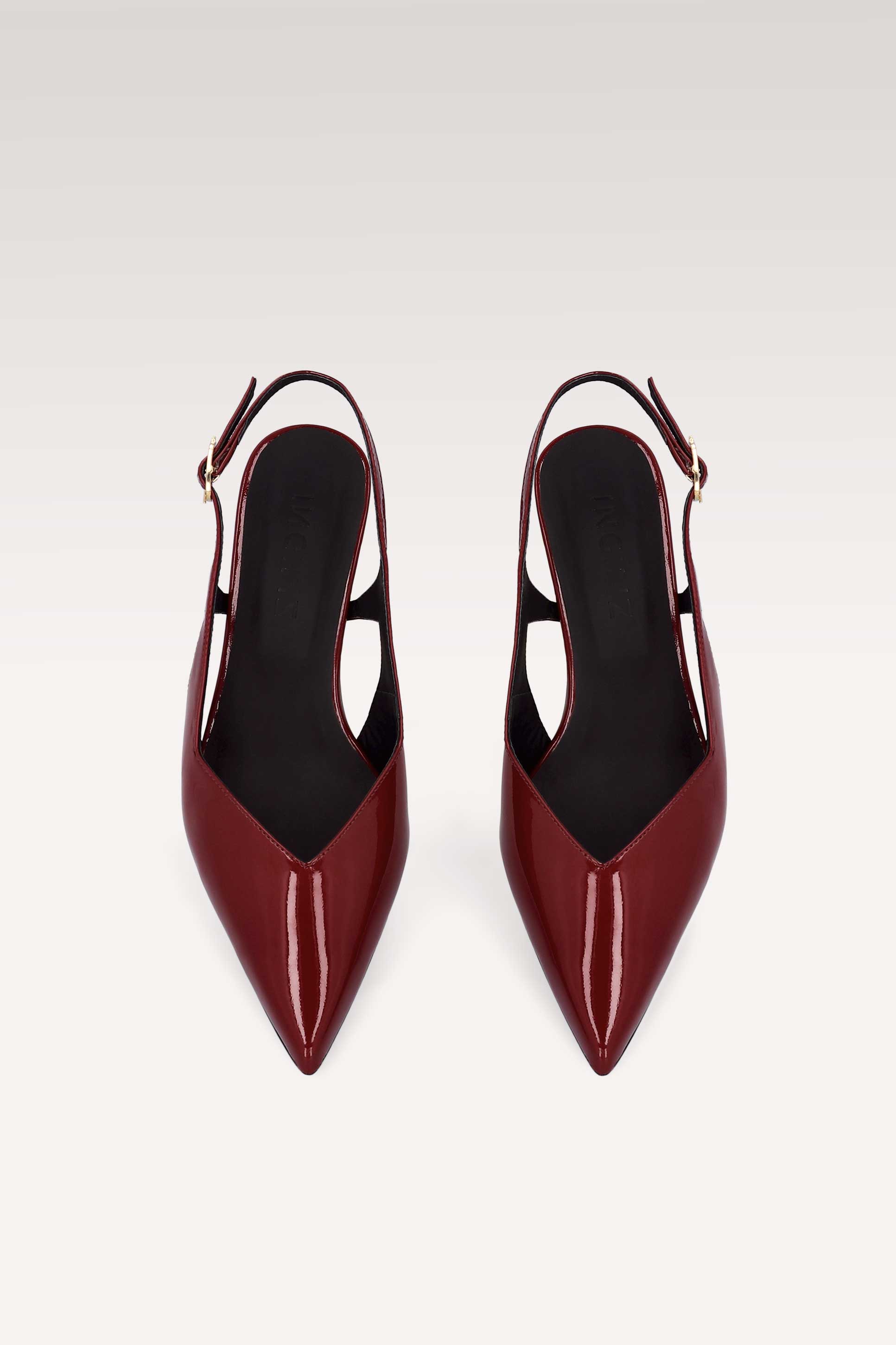 ORCHID CHERRY PATENT LEATHER SLINGBACK PUMPS AND DALIA COCCO EMBOSSED LEATHER SHOULDER BAG