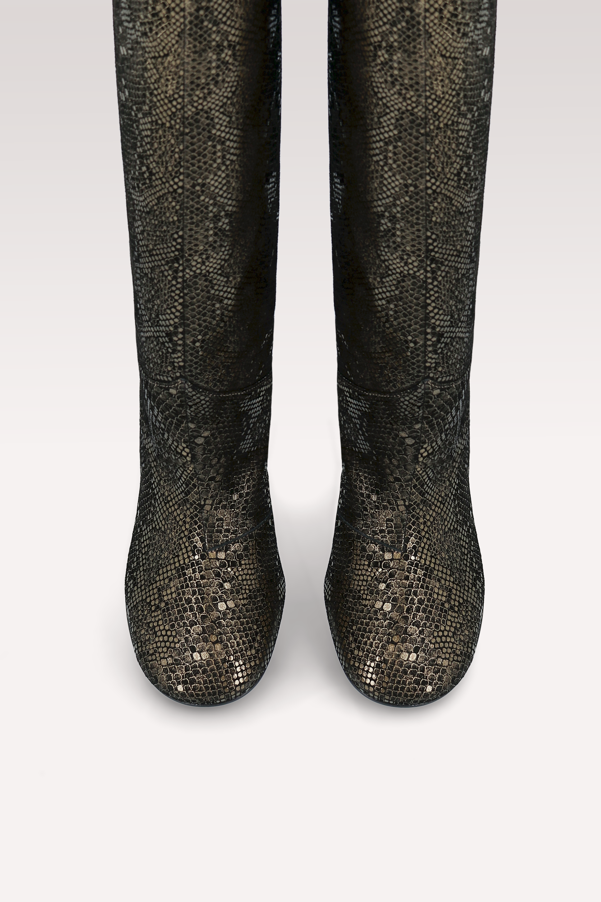 ZIGGY GOLDEN PYTHON PRINT LEATHER BOOTS