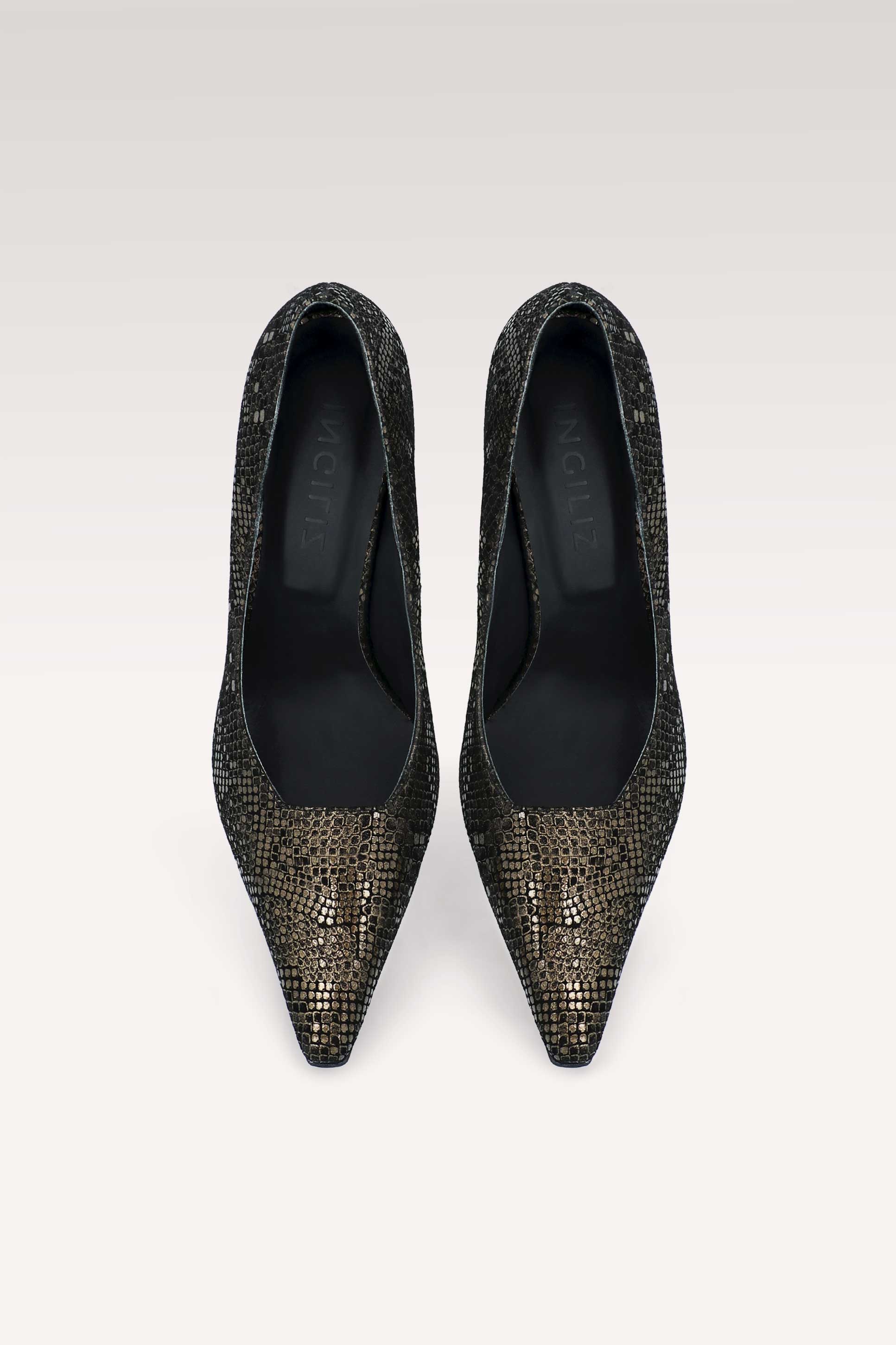 NAOMI GOLDEN PYTHON PRINT LEATHER PUMPS