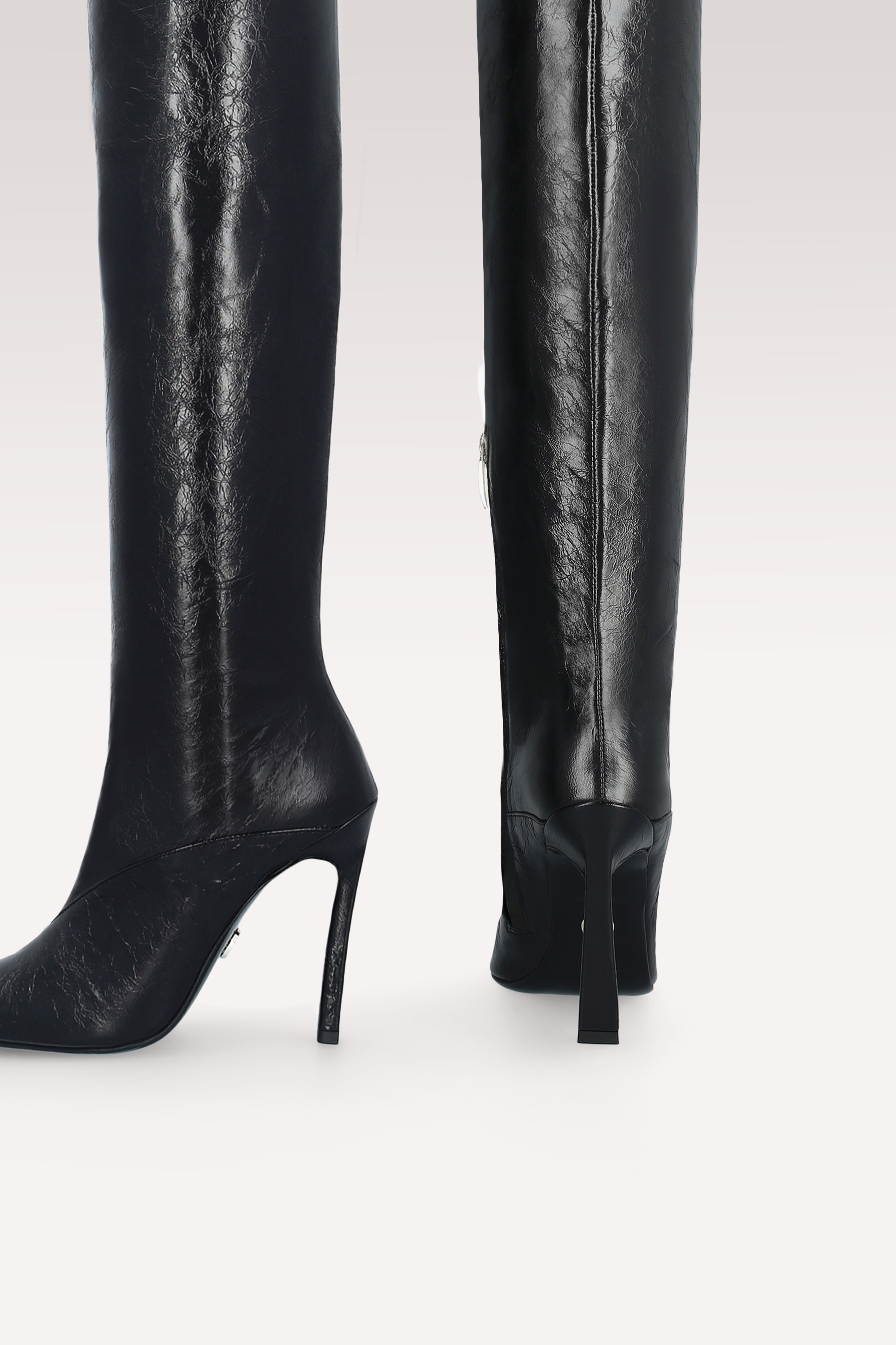 NADIA BLACK WRINKLED NAPPA OVER KNEE BOOTS