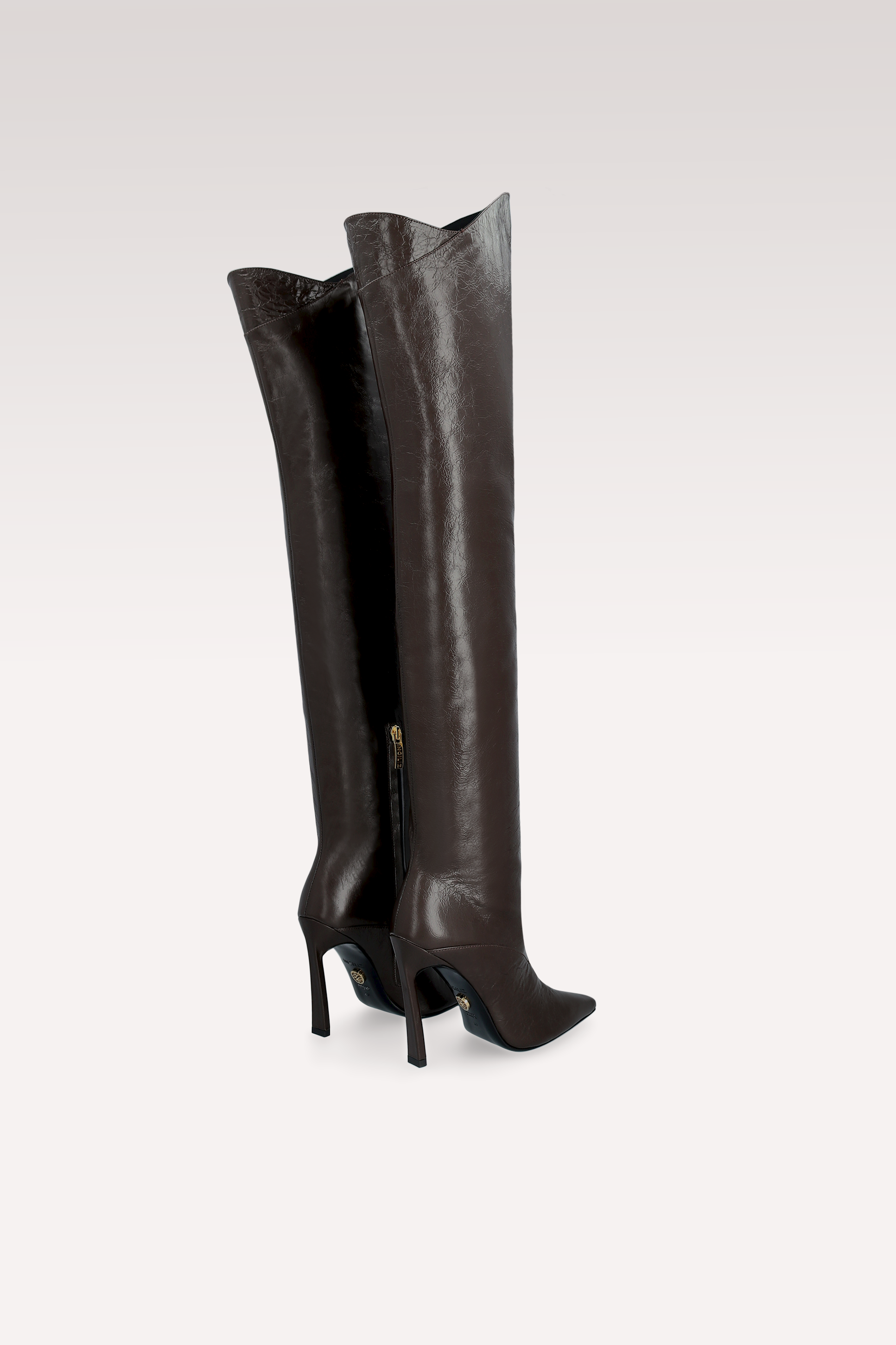 NADIA BROWN WRINKLED NAPPA OVER KNEE BOOTS