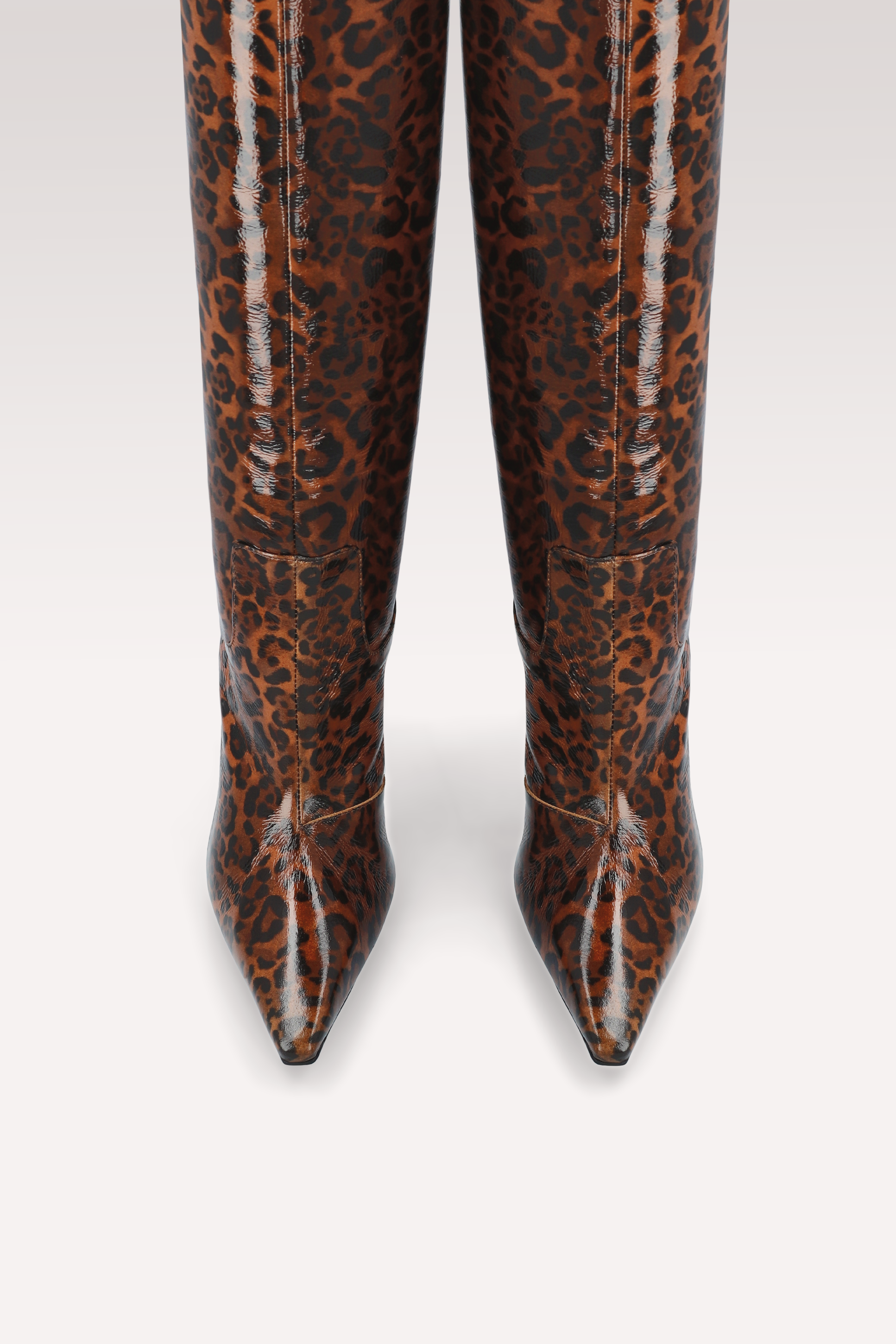 NATALIE BROWN LEOPARD PRINT LEATHER BOOTS