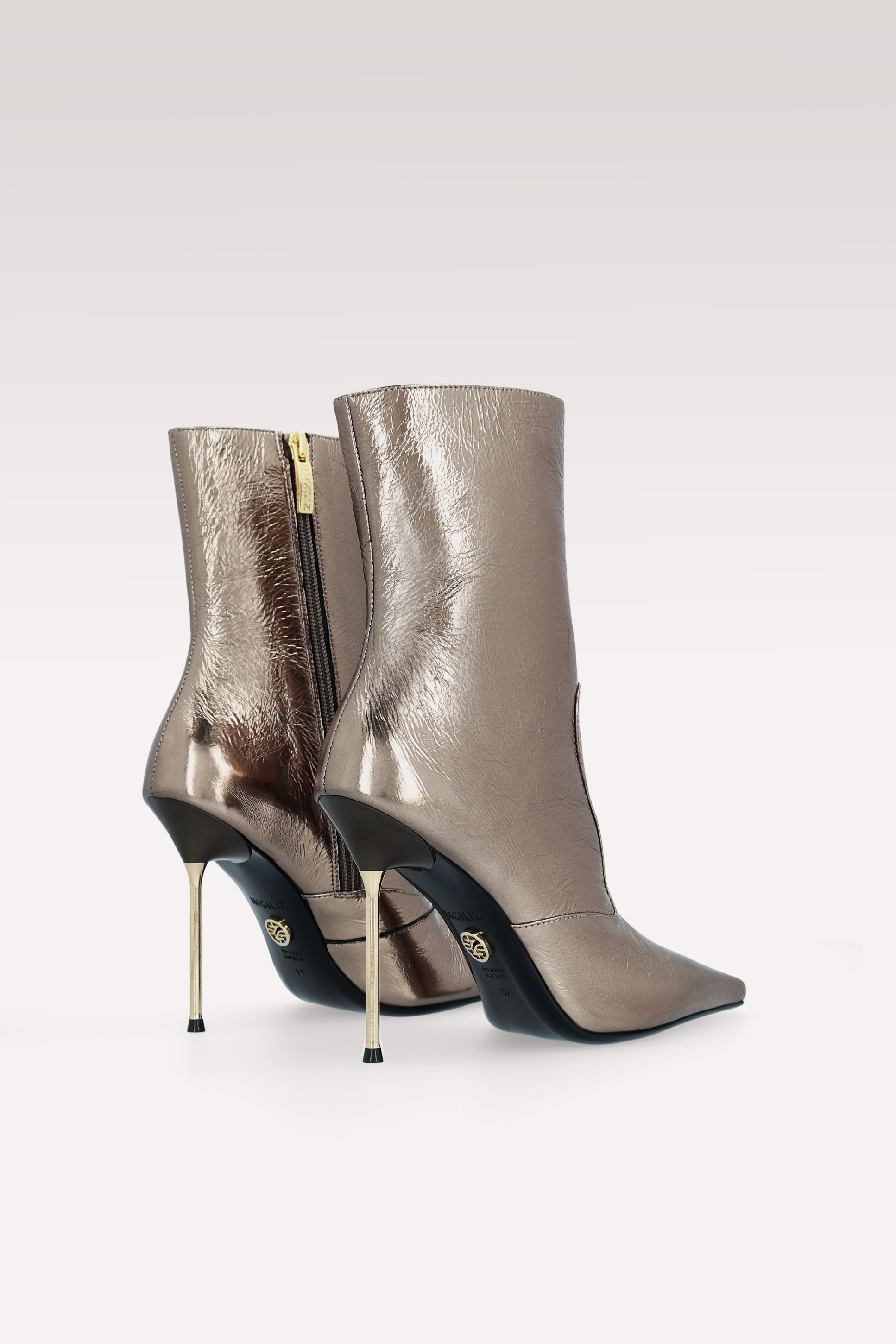 SUSAN BRASS METALLIC WRINKLED LEATHER ANKLE BOOTS